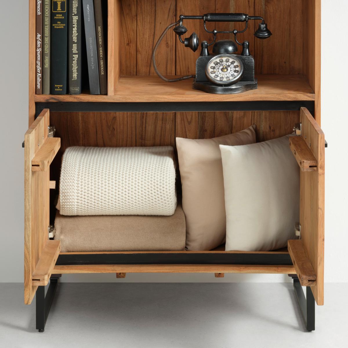 Vstavljivi Regal Za Komodo Shiva, Iz Akacijevega Lesa - črna/barve akacije, Moderno, kovina/les (88/195/40cm) - Zandiara