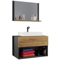 Kopalnica Lendas, Siva, Hrast - bela/medeni hrast, Moderno, leseni material/keramika (80cm) - MID.YOU