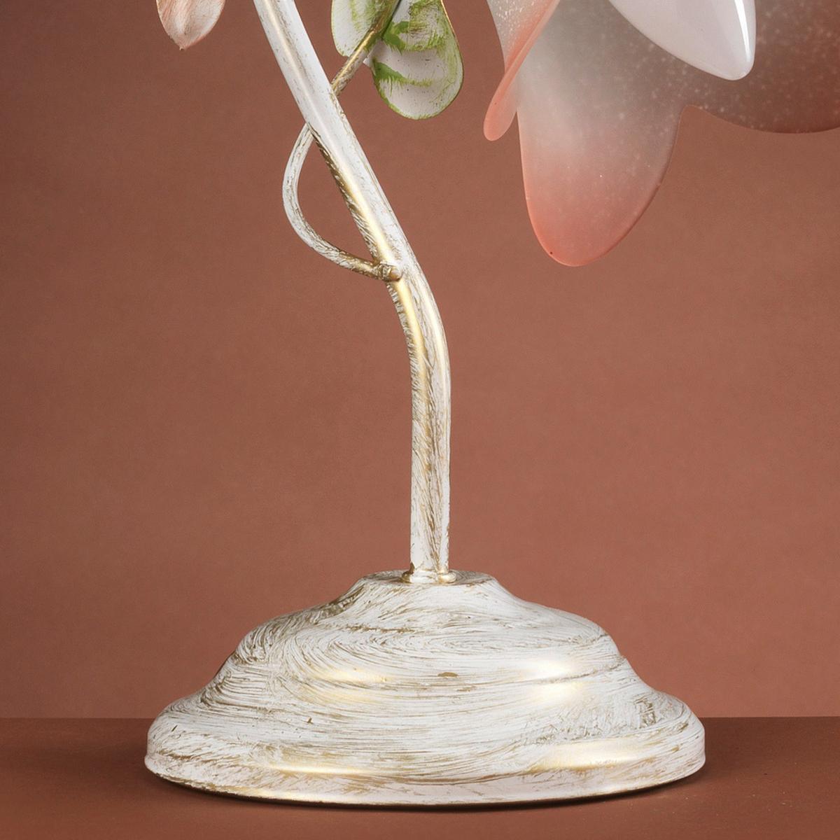 Tischleuchte Botton d'oro Weiß/Pink max. 6 Watt - Weiß, Natur, Glas/Metall (23/15/31cm)