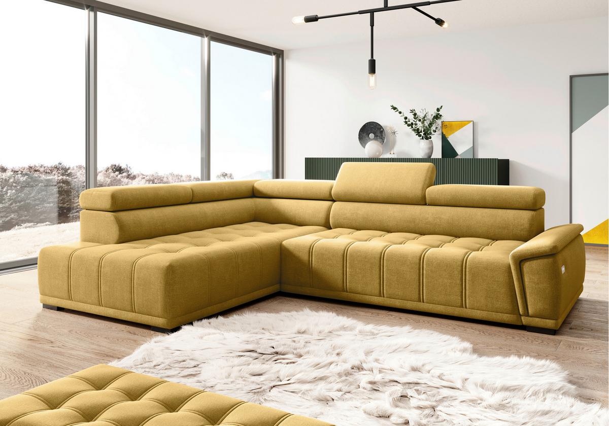 Kutna Garnitura Gremio - boje senfa/crna, Moderno, tekstil/plastika (206/77-100/283cm) - Modern Living