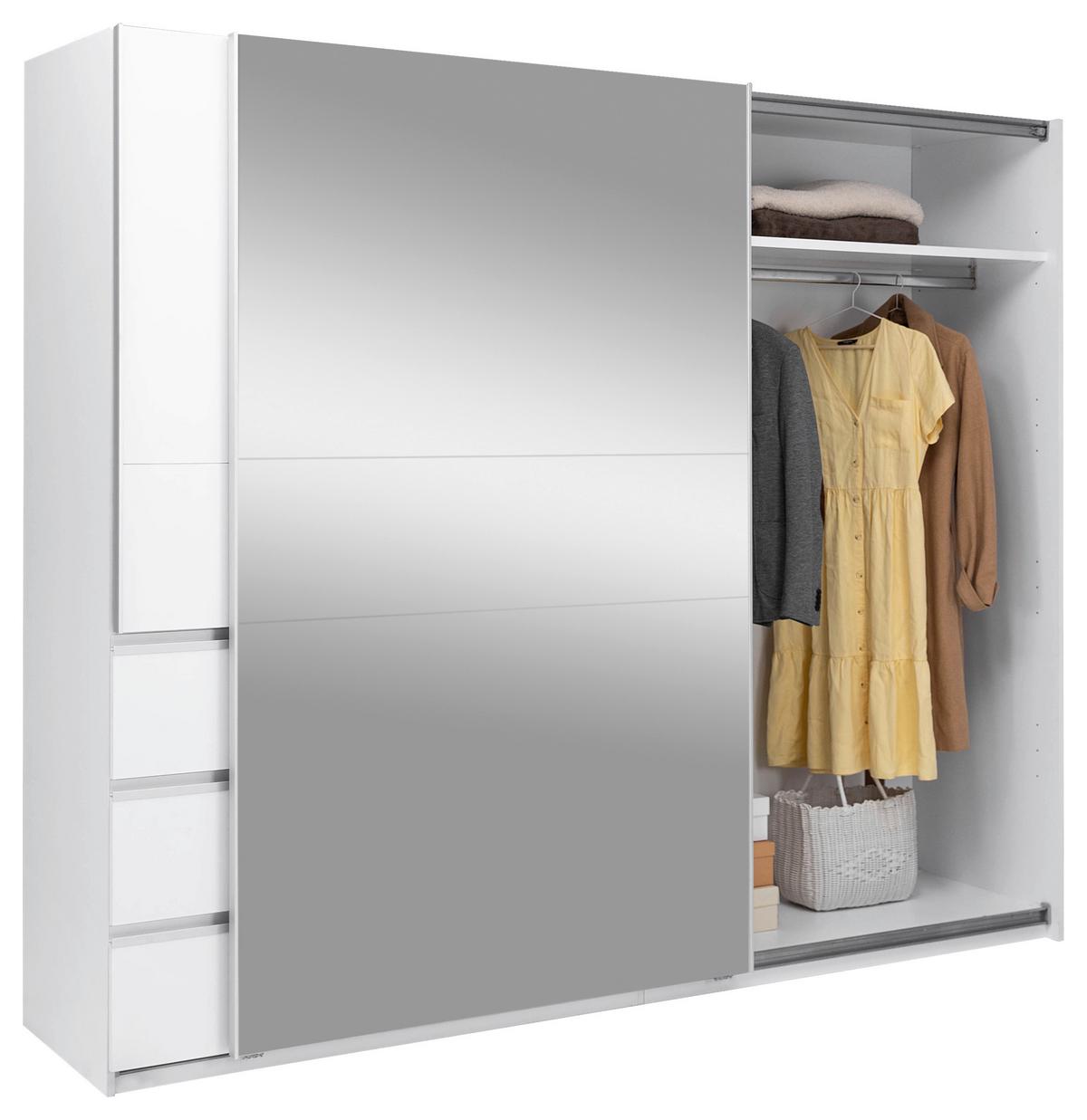 Omara Z Drsnimi Vrati Wilma, Bela - bela, Moderno, kovina/leseni material (250/210/61,5cm) - P & B