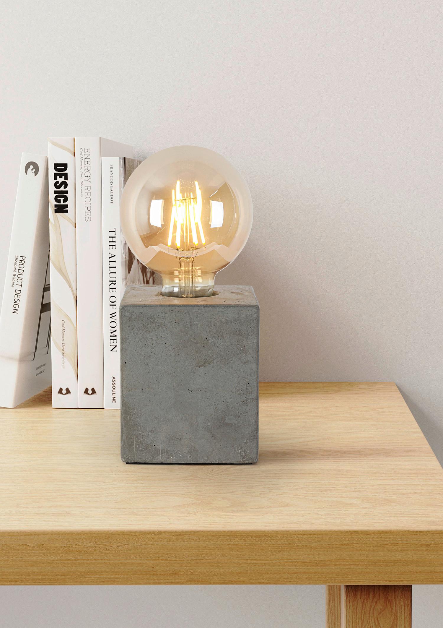 BORDSLAMPA STON - grå/svart, Modern, plast/sten (9,5/9,5/11cm) - Mömax