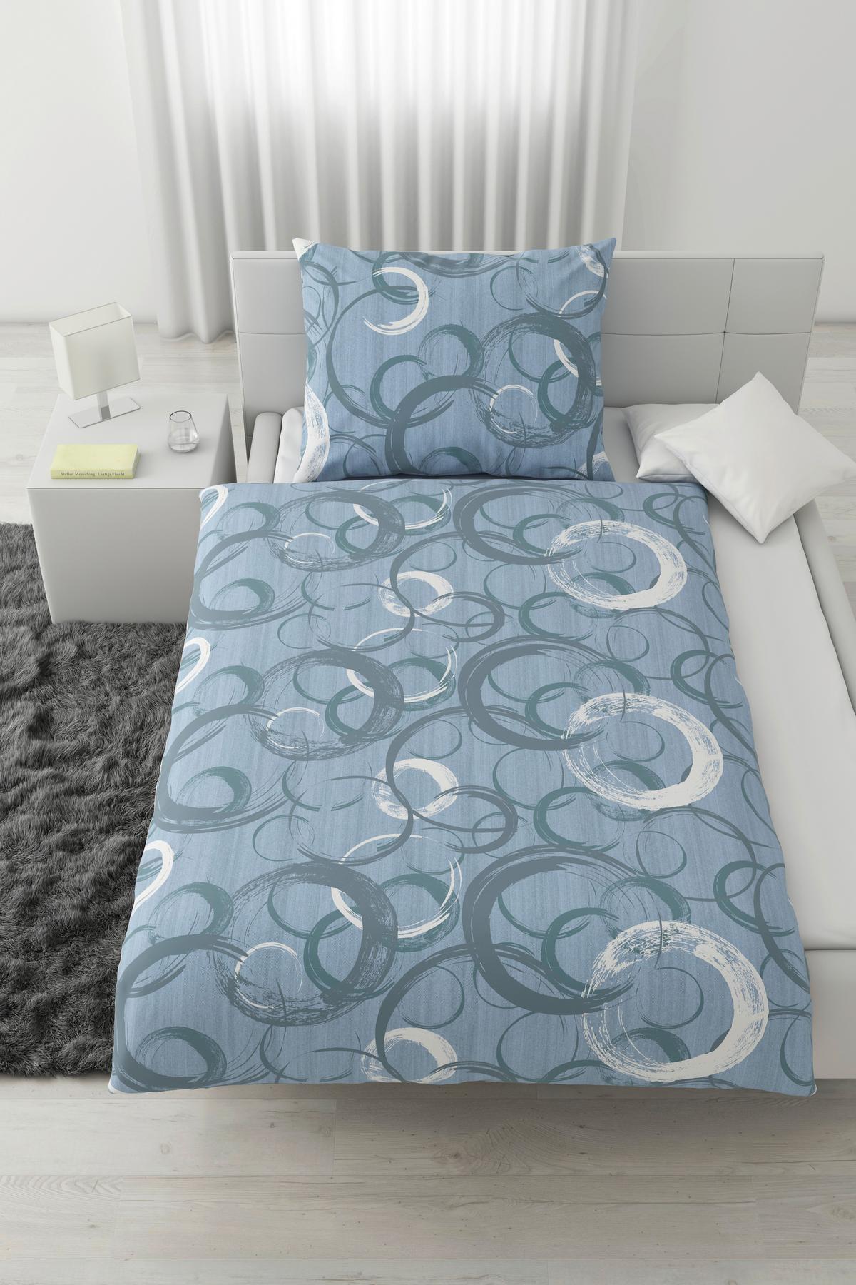 Bettwäsche New Circles Blau ca. 140x200cm - Blau, Textil (140/200cm) - Modern Living