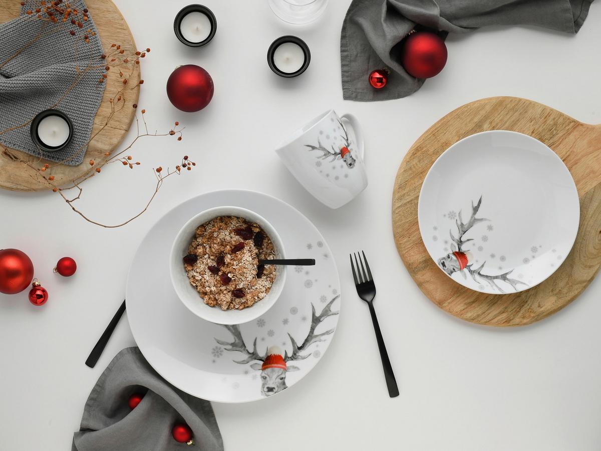 Kombinirani Servis Christmas Reindeer, 16-Delni - bela, Basics, keramika - Creatable