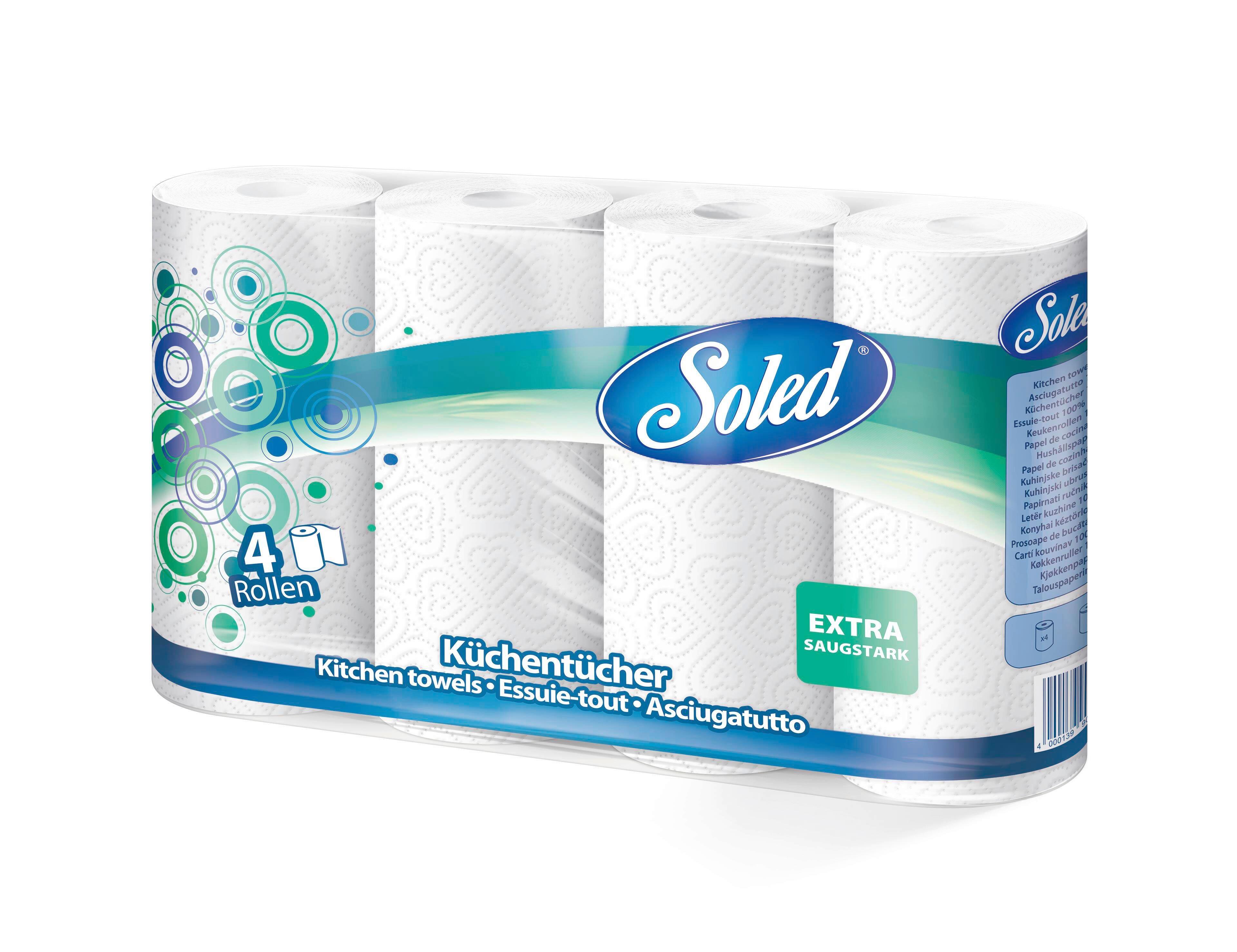 Küchenrolle Soled Weiß 4 Stück - Weiß, KONVENTIONELL, Papier (40/10,5/24,6cm)