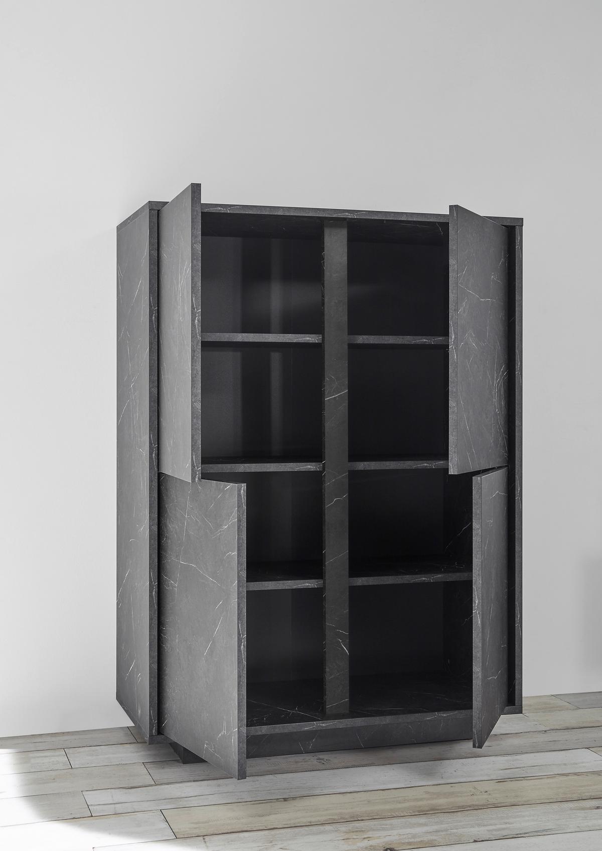 KOMODA WYSOKA CARRARA - antracytowy, Design, materiał drewnopochodny (92/145/43cm) - MID.YOU