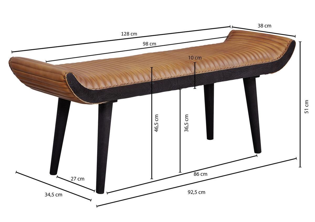 Klop Sitzbank - črna/rjava, Moderno, les/usnje (128/51/38cm) - MID.YOU
