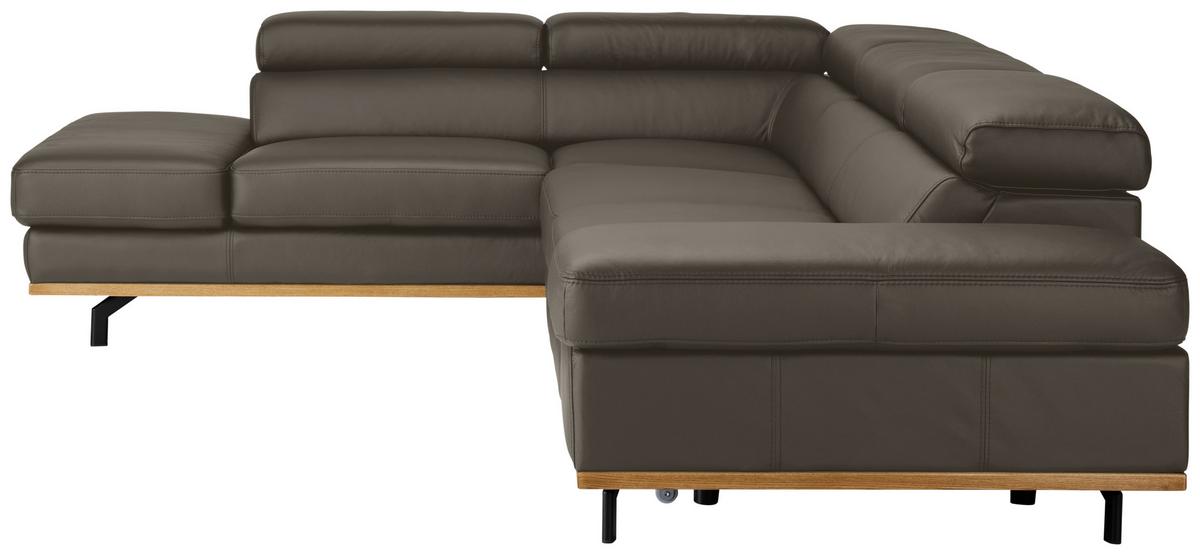 Wohnlandschaft Carmen rechts Dunkelgrau - Dunkelgrau/Schwarz, MODERN, Leder/Holz (292/72/226cm) - Premium Living