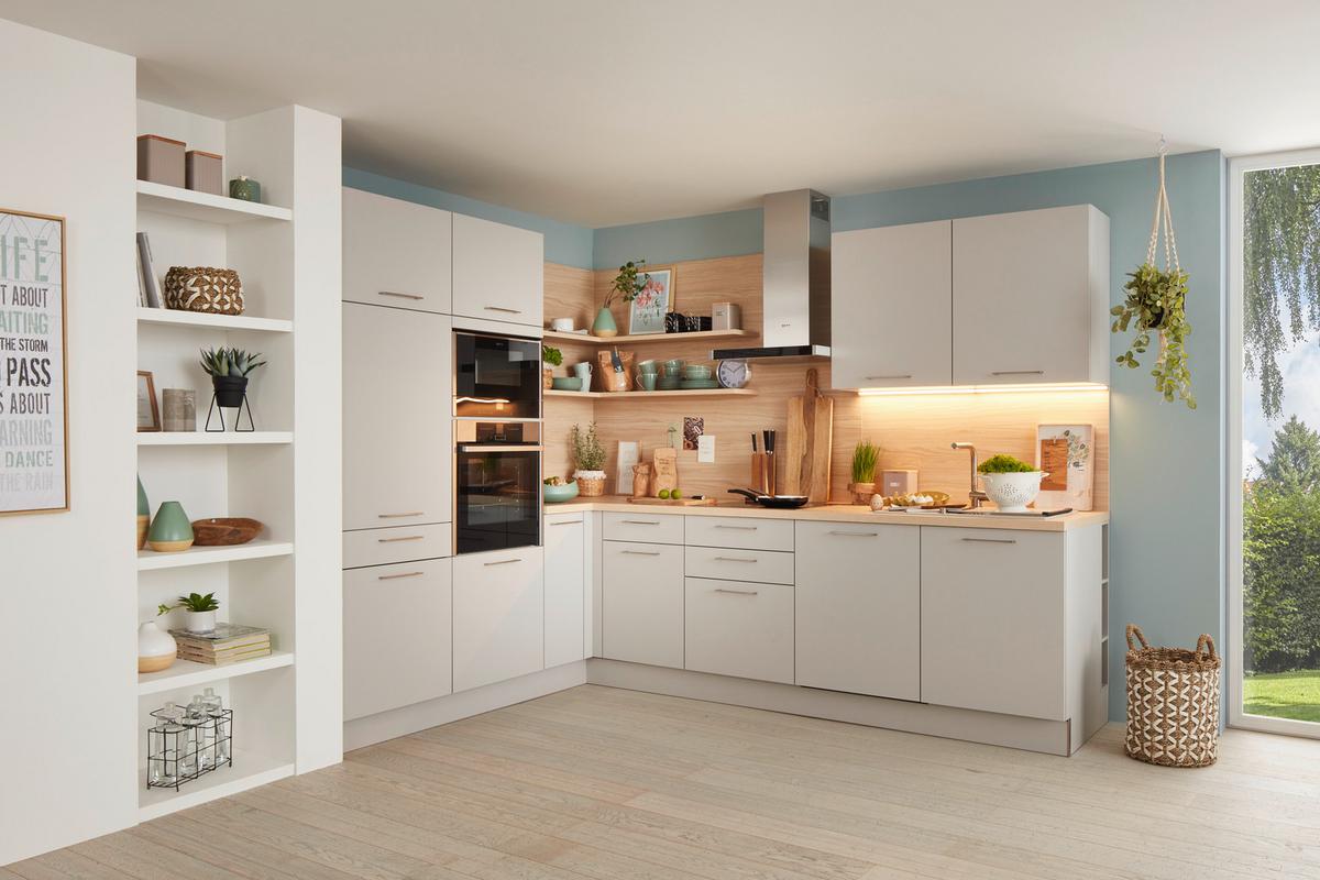 Eckküche Manhattan Uni - Platinfarben/Eschefarben, Modern, Holzwerkstoff (230/295cm) - Dieter Knoll