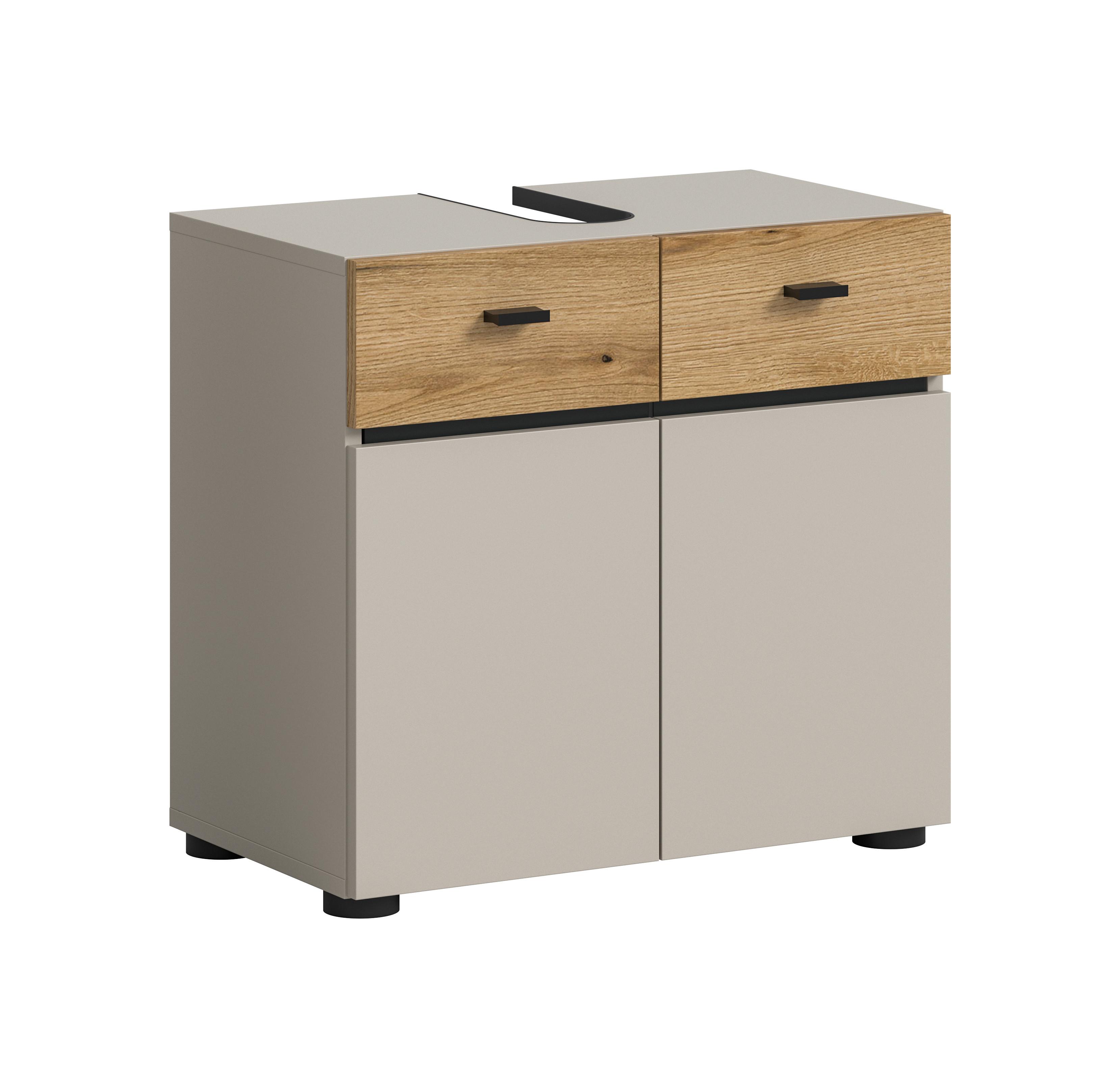 Waschbeckenunterschrank Aqua Eichefarben/Kaschmir - Kaschmir/Eichefarben, Trend, Holzwerkstoff/Kunststoff (60/56/35cm) - MID.YOU