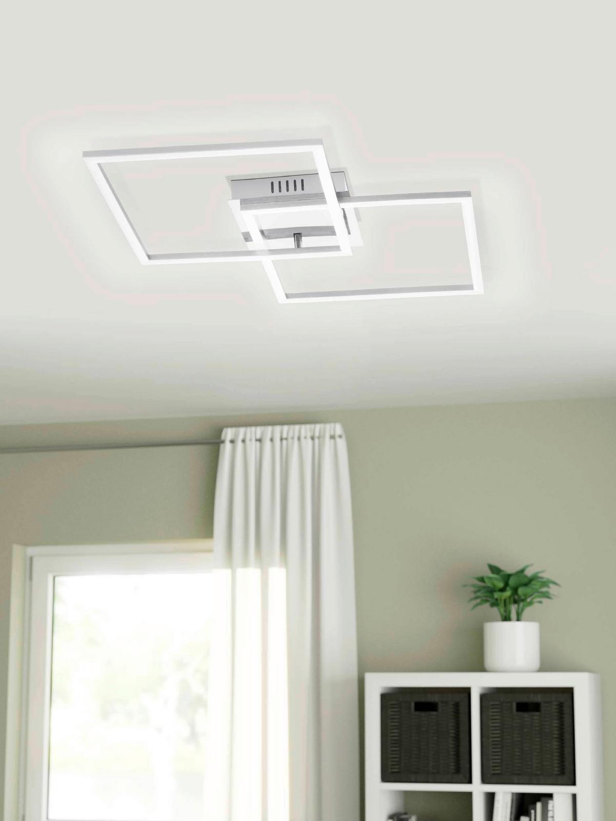 Deckenleuchte 75538 Palmaves 1 Weiss - Weiss/Nickelfarben, Basics, Kunststoff/Metall (66,5/41,5/6cm) - Eglo