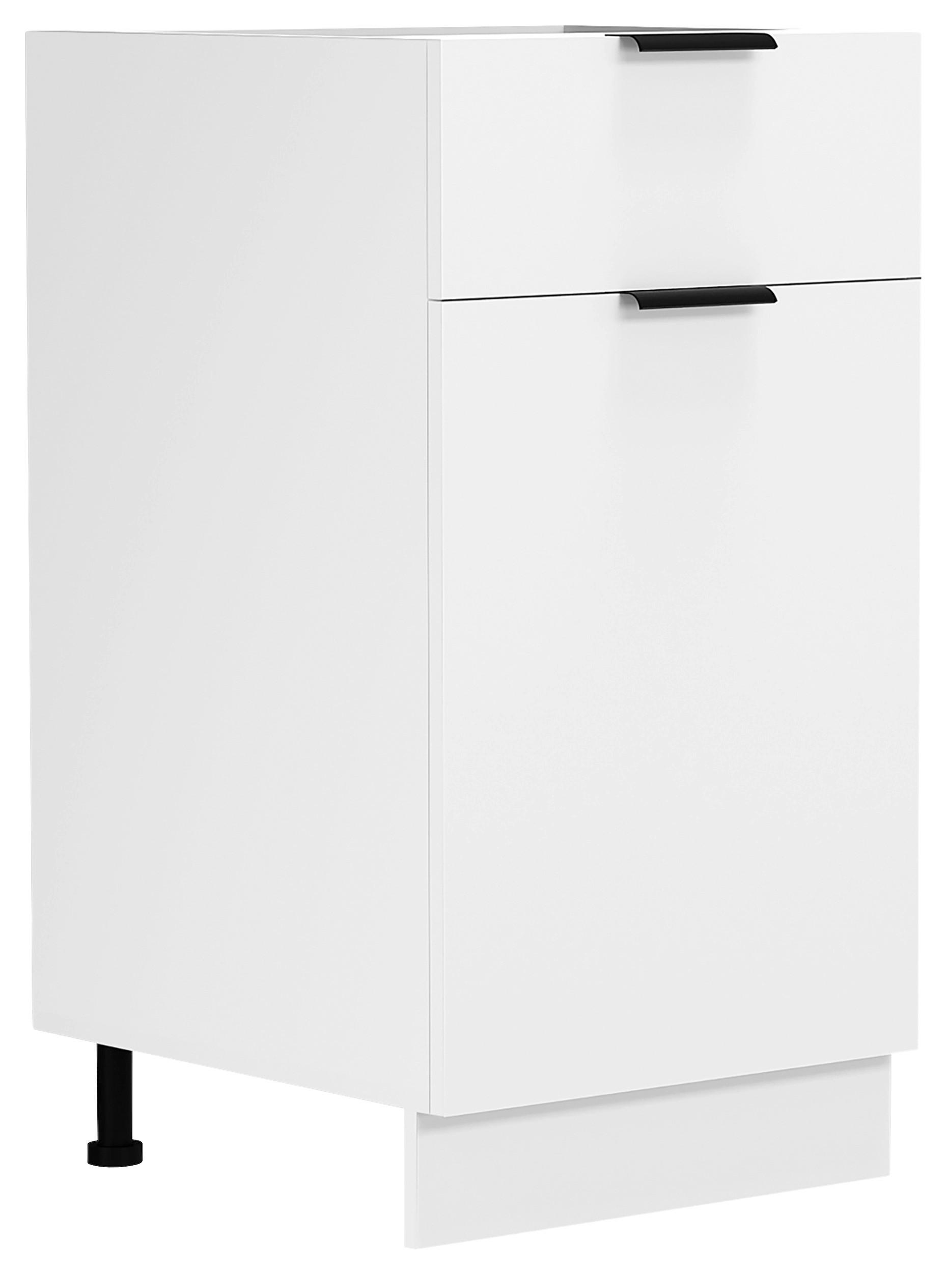 Küchenunterschrank Fasola - Weiss/Schwarz, Trend, Holzwerkstoff/Kunststoff (40/82/46cm) - MID.YOU