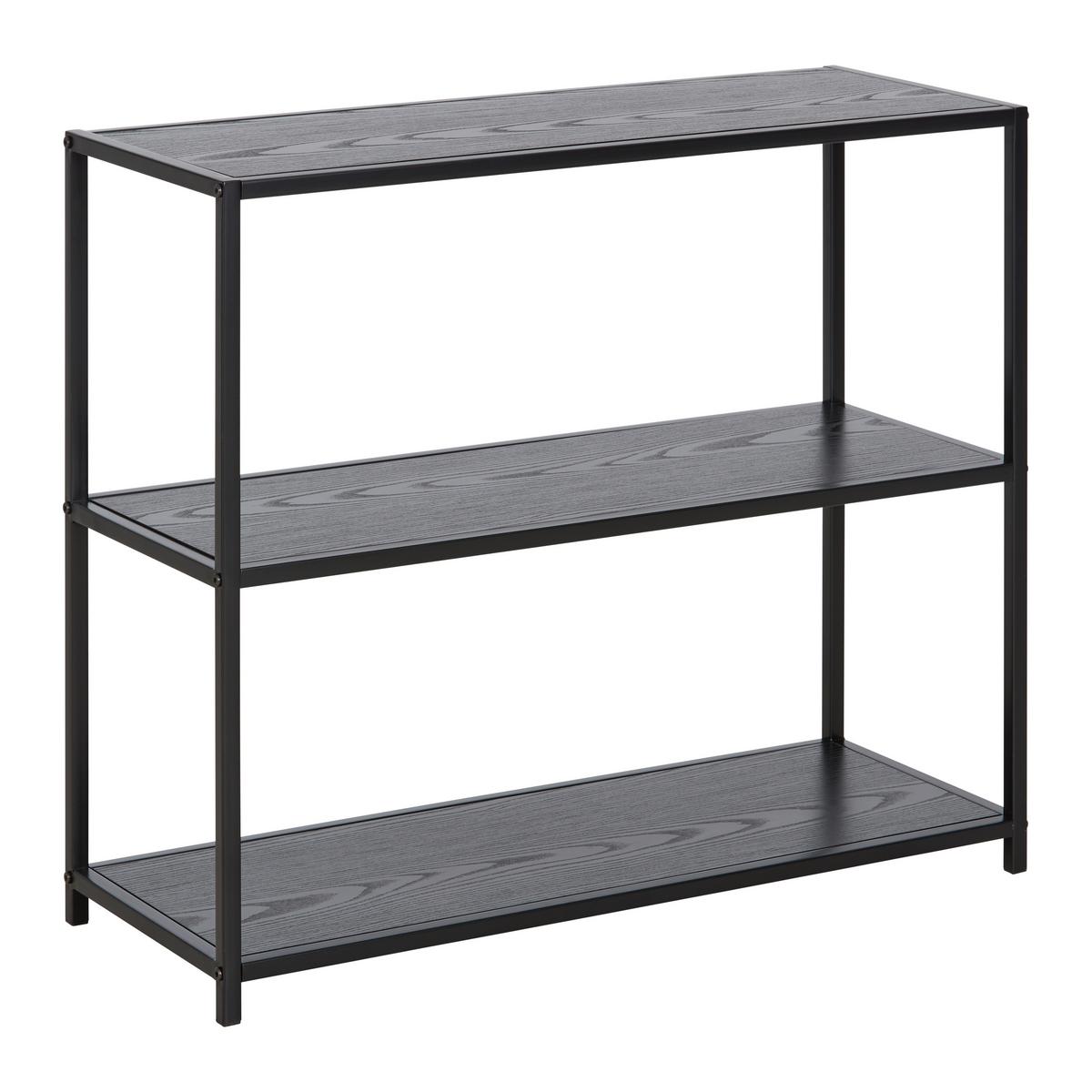 Polc Fekete Bastian - fekete, Modern, faalapú anyag/fém (77/68/30cm) - Mömax