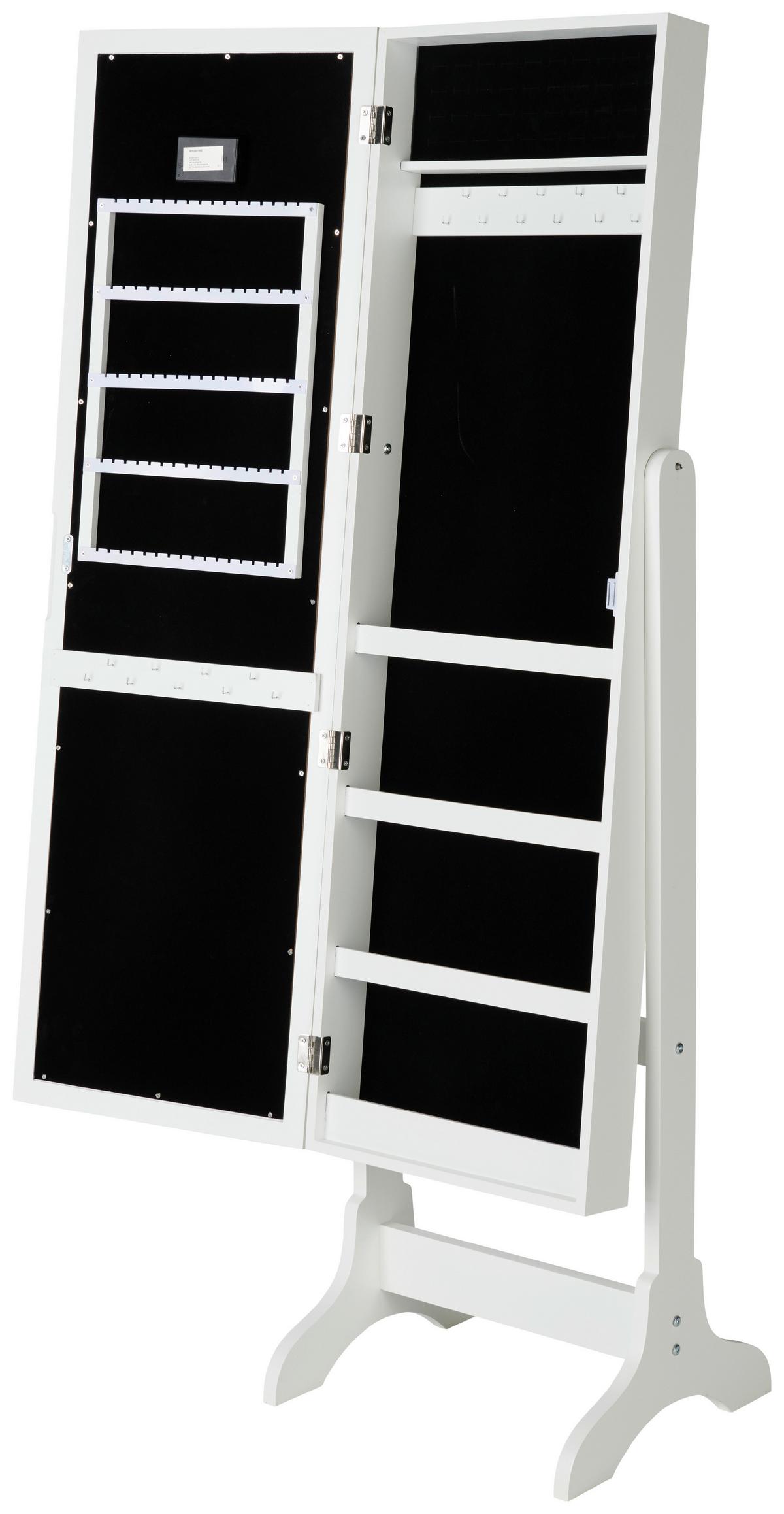 Omarica Za Nakit Miri, Bela, Ogledalo, Led Osvetlitev - bela, Moderno, steklo/leseni material (41/148/37cm) - Mömax