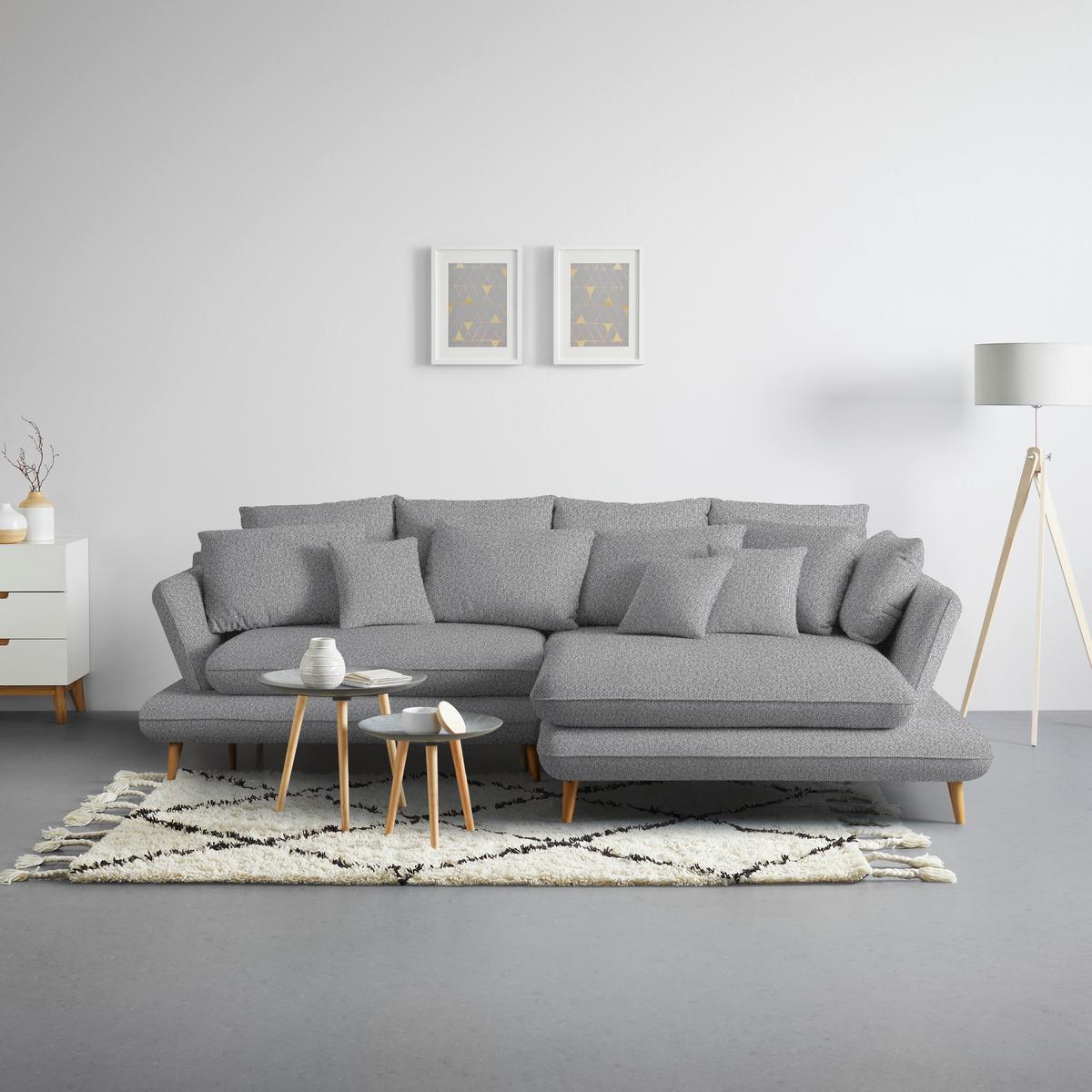 Kutna Garnitura Monte - siva/prirodne boje, Romantično / ladanjski, tekstil/drvo (283/181cm) - Premium Living