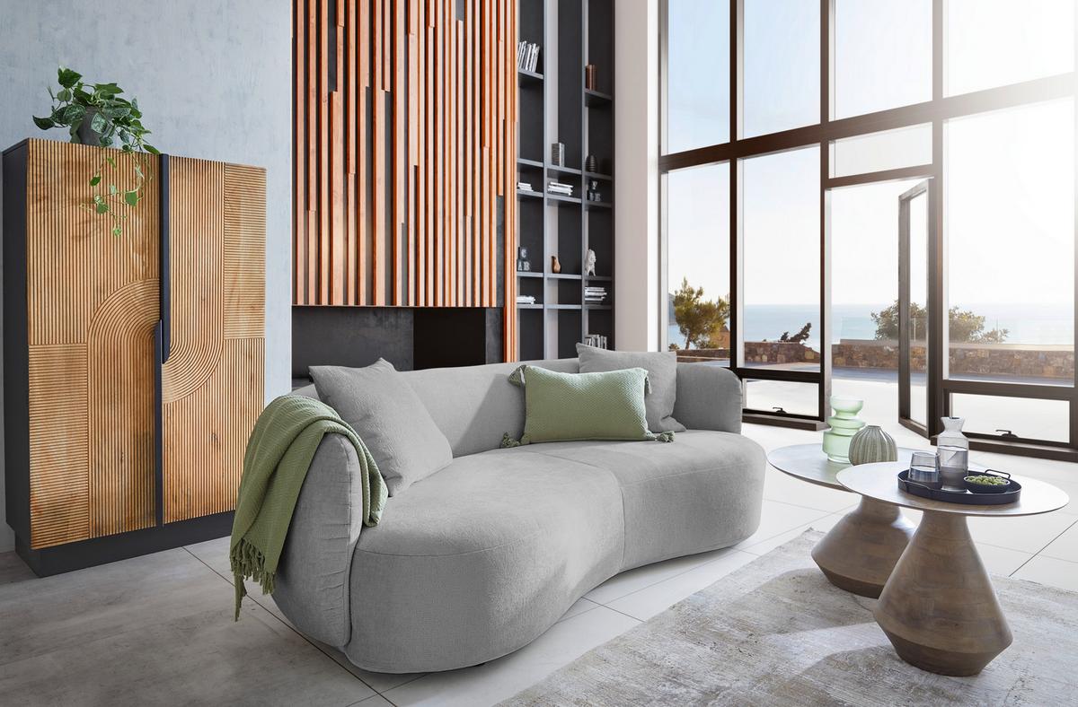 Bigofa Leonas Hellgrau - Hellgrau/Schwarz, MODERN, Kunststoff/Textil (235/72/110cm) - Premium Living