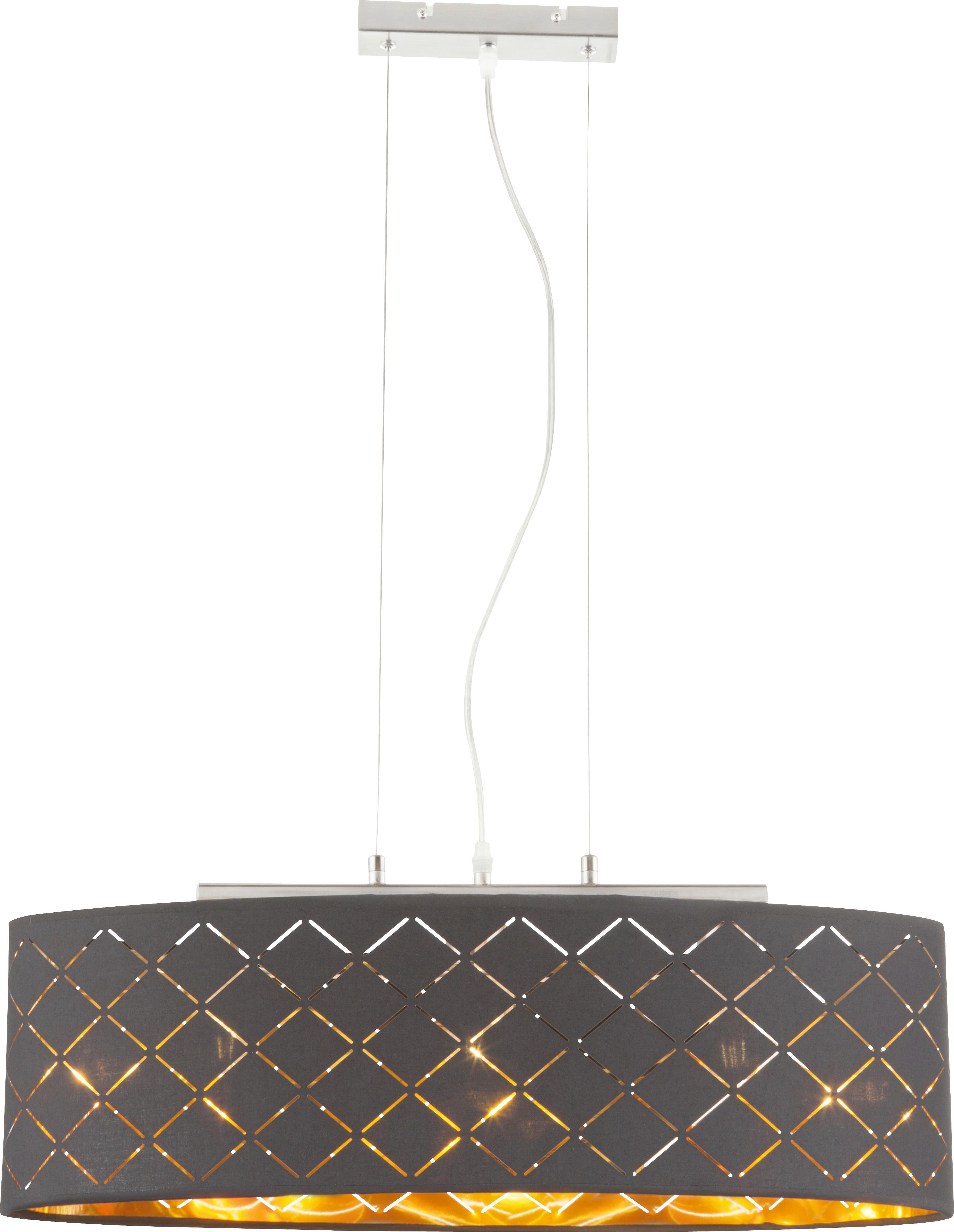 Hängeleuchte Clarke Goldfarben/Schwarz max. 7 Watt - Goldfarben/Schwarz, Basics, Textil/Metall (65/25/140cm) - Globo