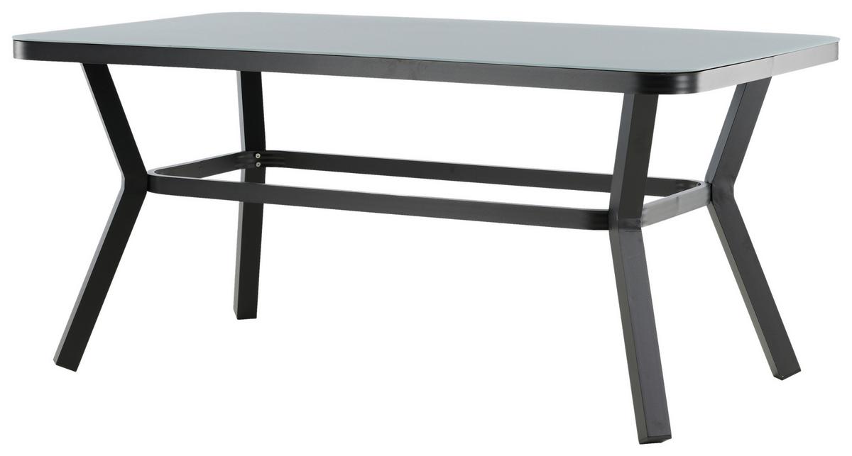 GARTENTISCH VIRYA - Schwarz/Grau, KONVENTIONELL, Glas/Metall (160/90/74cm) - Gardenson