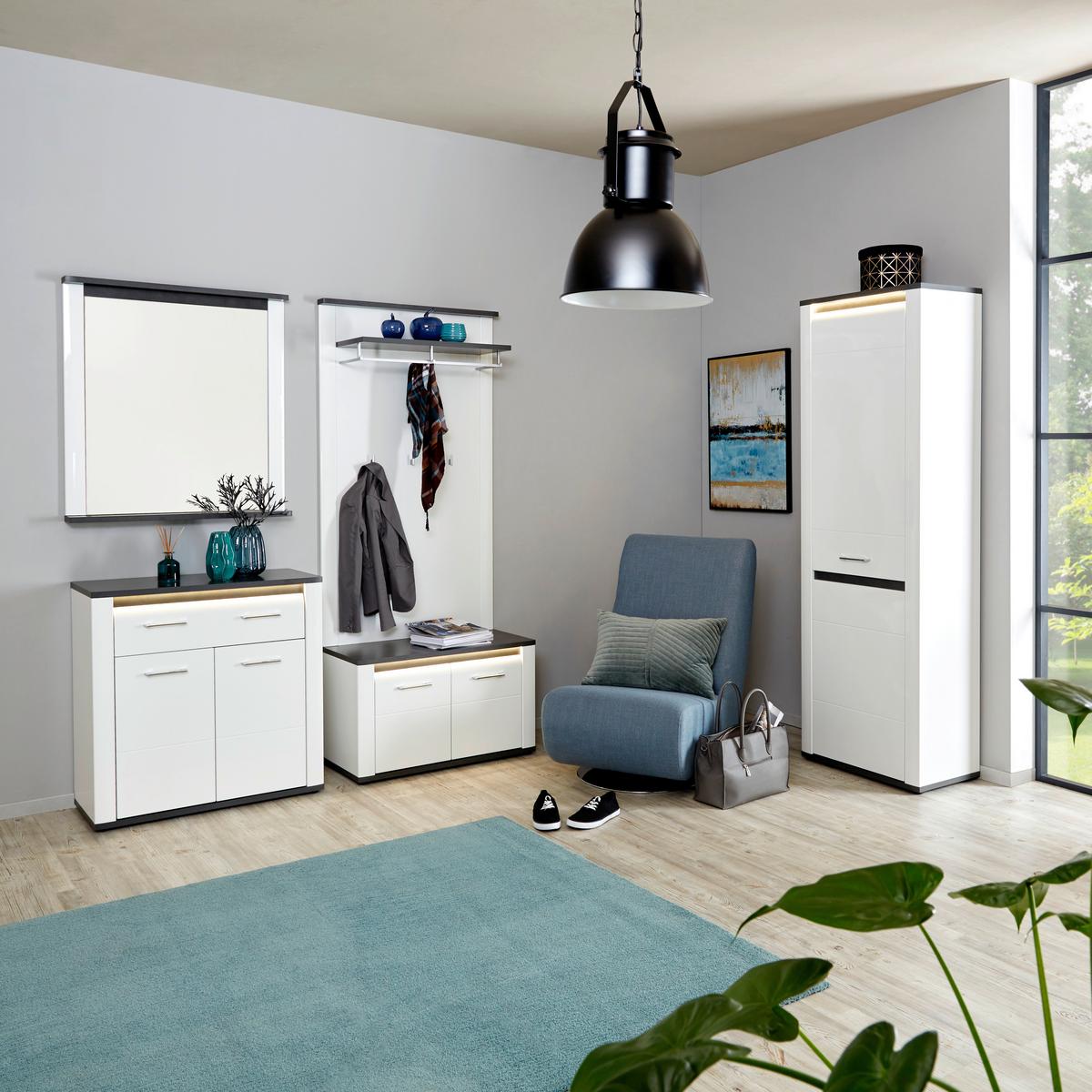Panou cuier Alassio - alb, Modern, material pe bază de lemn (85/148,5/30cm) - Modern Living