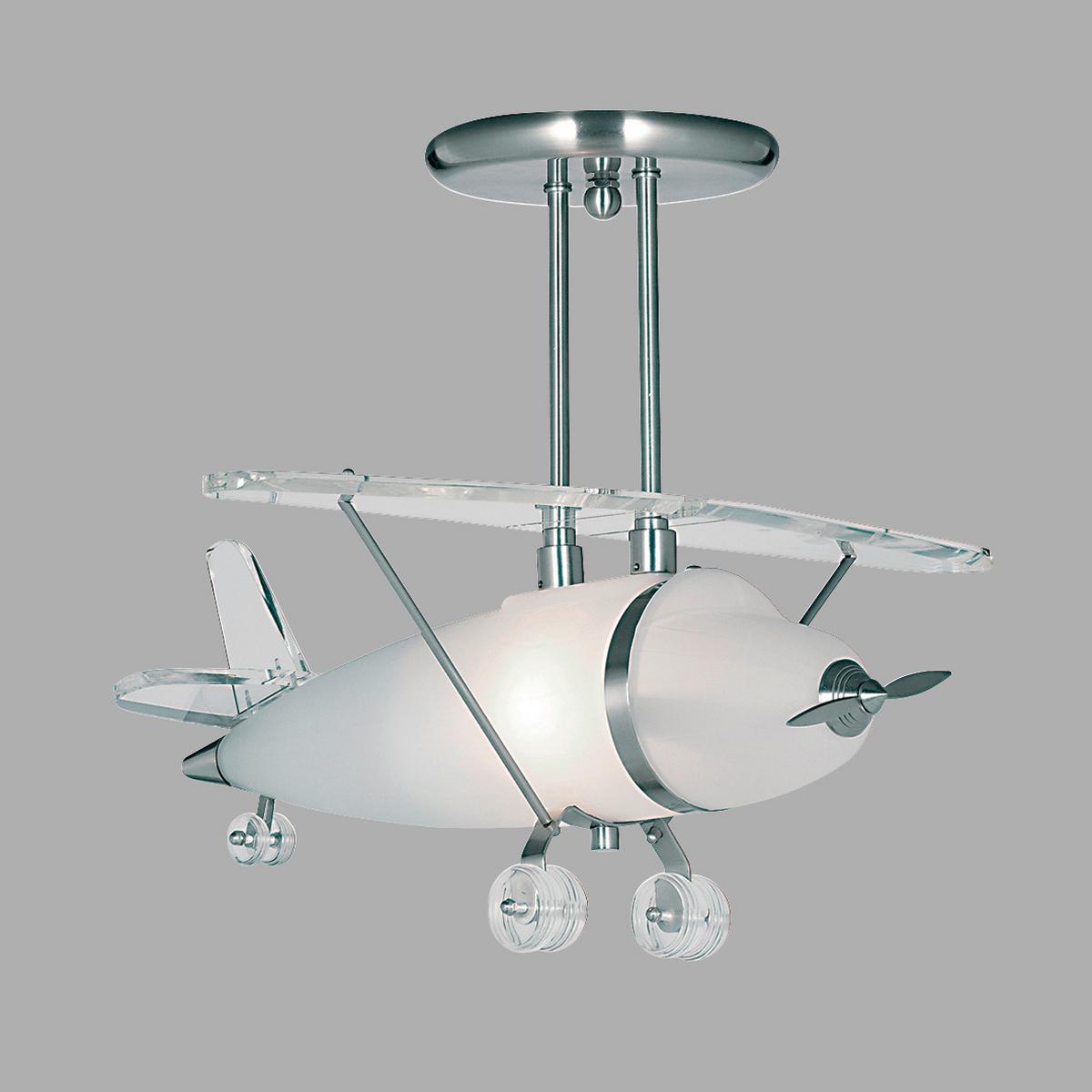 Gyerek Függőlámpa Novelty Airplane 737 - ezüstszínű, Trend, műanyag/üveg (49/47/39cm)