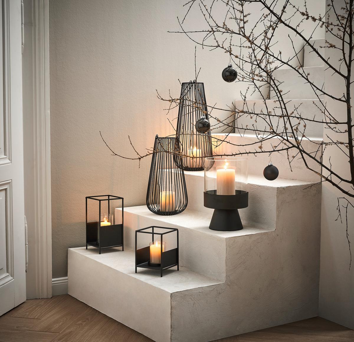 LATARNIA NEW INDUSTRY - czarny, Trend, metal/szkło (19,5/45,5cm) - Ambia Home