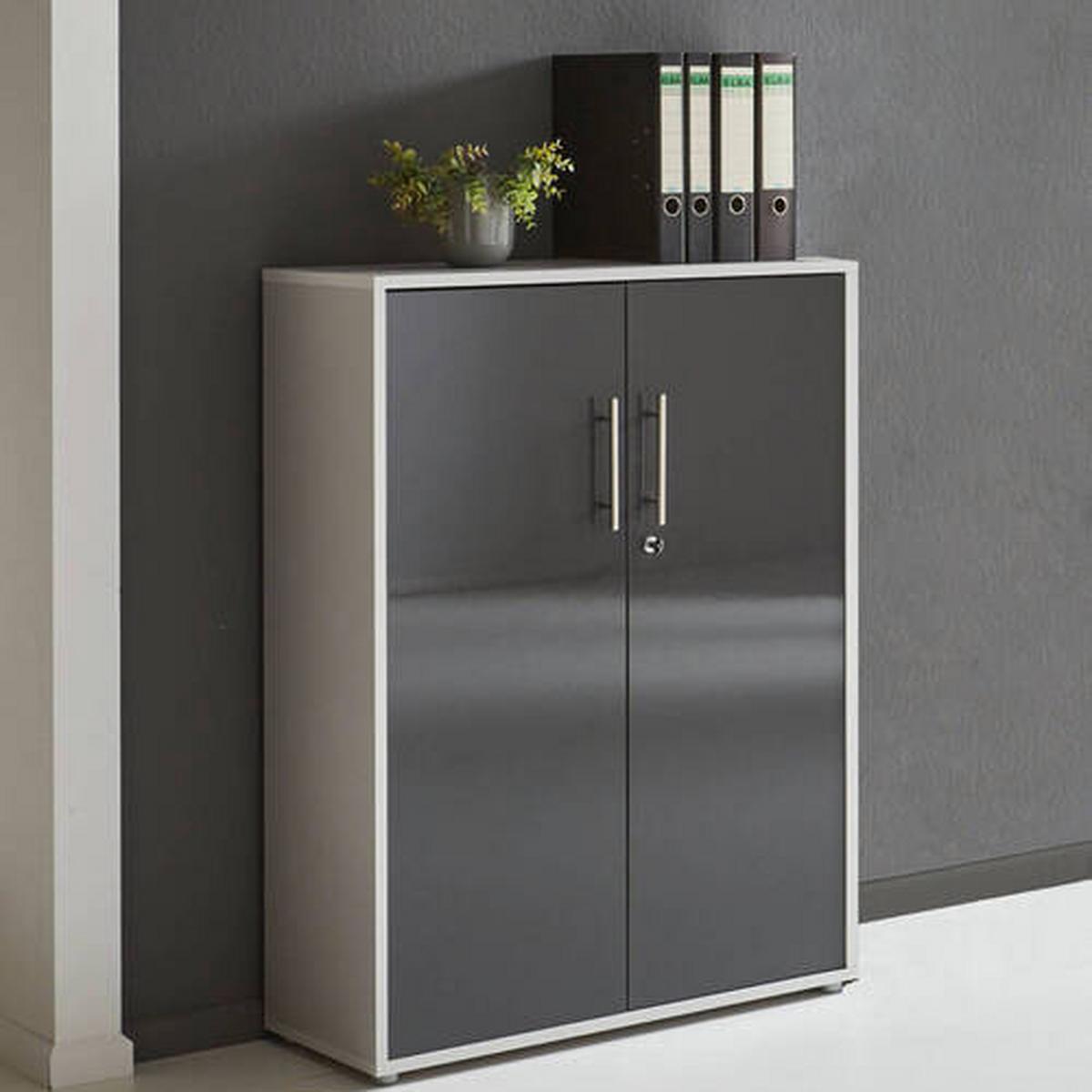 Aktenschrank Office Edition Grau - Anthrazit Hochglanz/Grau, MODERN, Holzwerkstoff (84,5/114/33cm) - MID.YOU