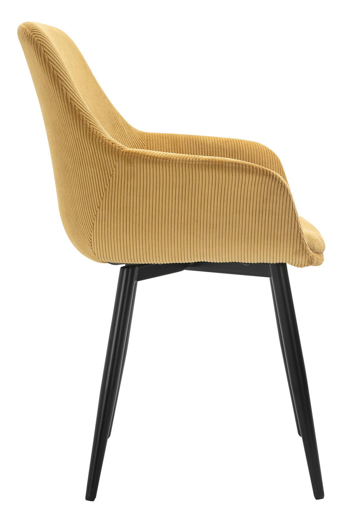 Set Naslanjačev Cord, Zlata, 2-Delni - zlate barve/črna, Moderno, kovina/tekstil (64/86/59cm) - Livetastic