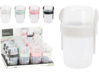 Hordozható Salátáspohár Salat-To-Go - fekete/rózsaszín, műanyag (8,5/18cm)