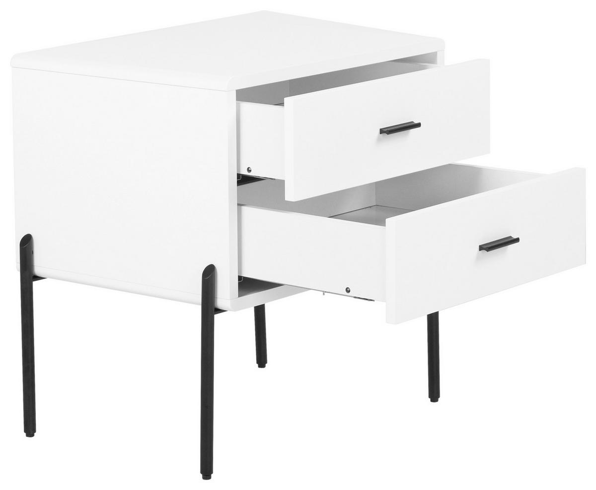 Nachttisch Pelotas Weiß/Schwarz - Schwarz/Weiß, MODERN, Holzwerkstoff/Metall (50/60/40cm) - Premium Living