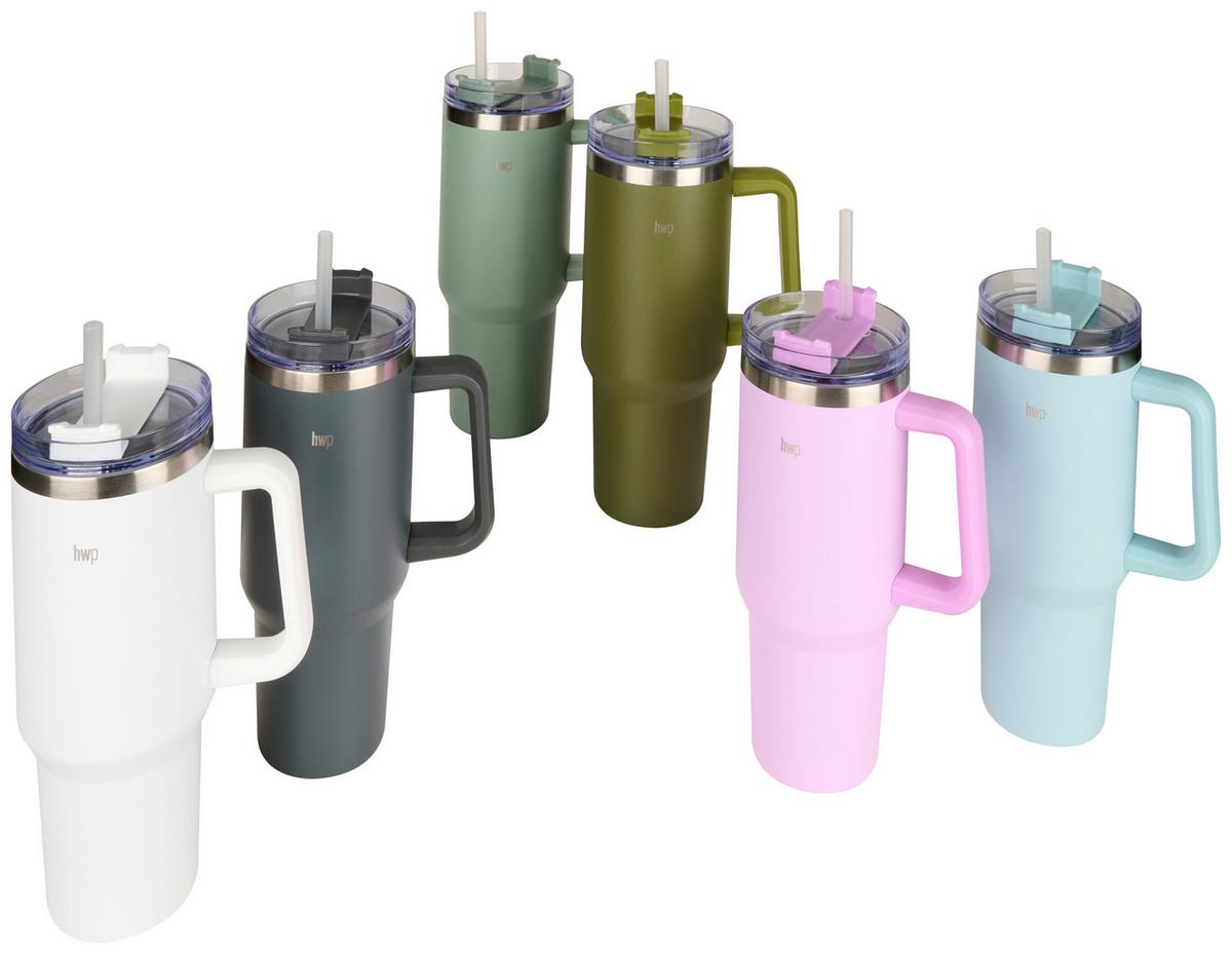 TERMOKUBEK LAUREL - biały, Trend, tworzywo sztuczne/metal (10/26,5cm) - Homeware Profession.