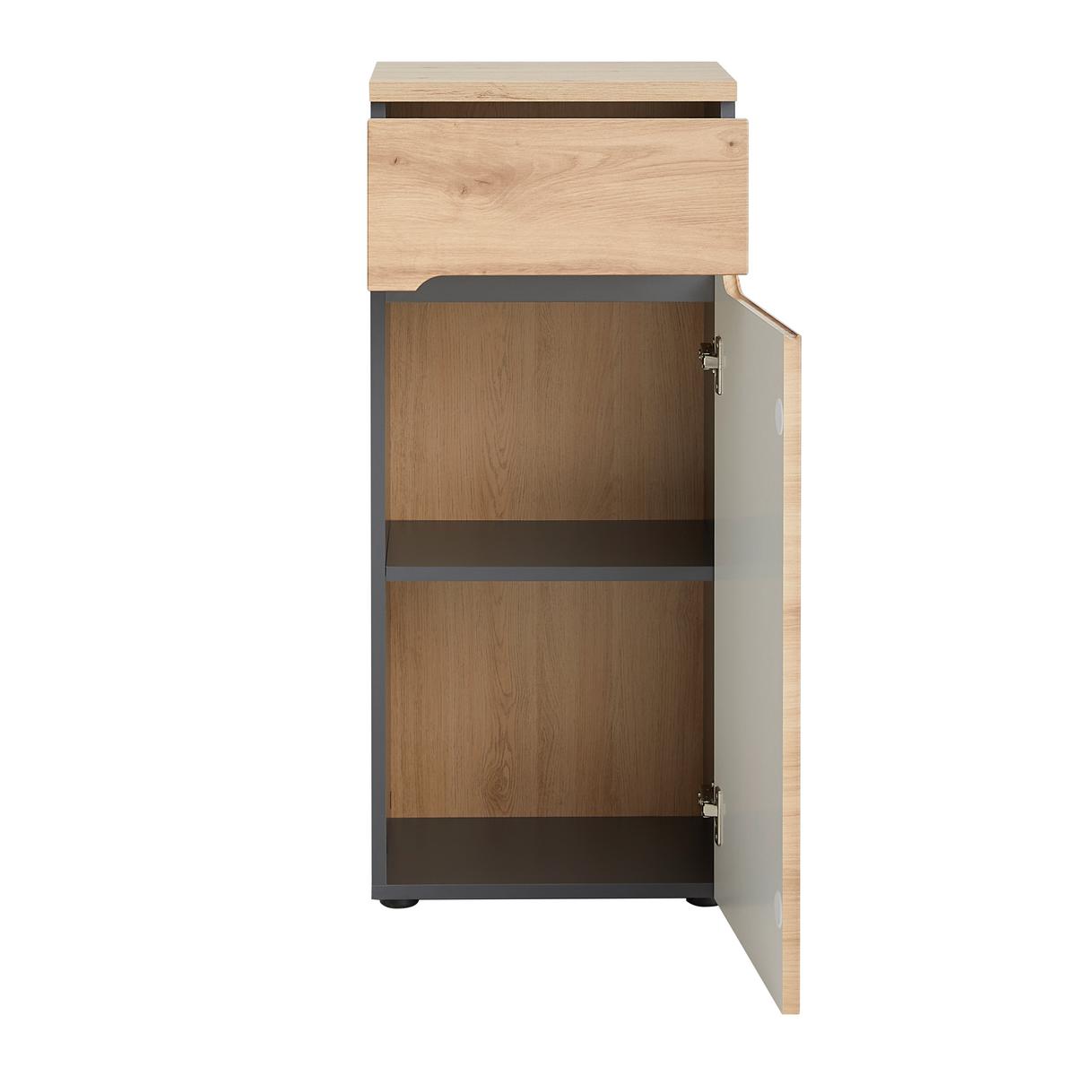 Unterschrank Memphis Artisan Eiche/Grau - Schwarz/Eiche Artisan, MODERN, Holzwerkstoff/Kunststoff (40/90/31cm) - Mömax