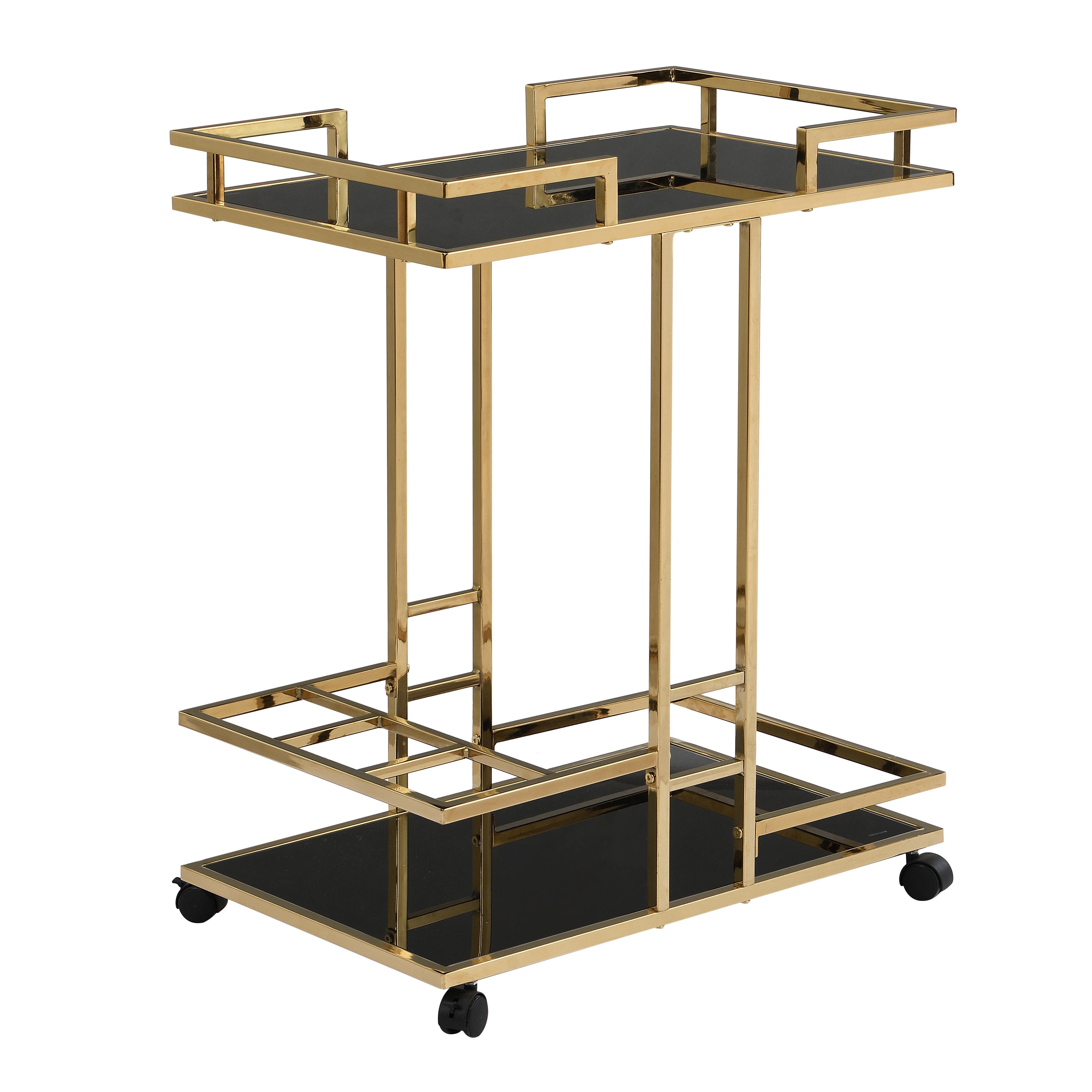 Servierwagen Wl7.336 - Goldfarben, Design, Glas/Kunststoff (67,5/43/83,5cm) - MID.YOU