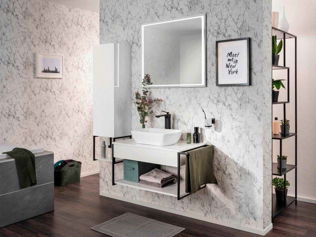 Aufsatzwaschbecken "New York", Weiß Keramik BHT: 50x13x32 cm - Weiß, MODERN, Keramik (50/12,5/31,5cm) - MID.YOU