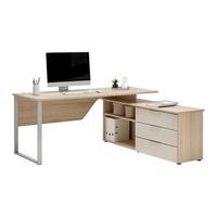 Eckschreibtisch Siena Eichefarben - Chromfarben/Eichefarben, MODERN, Holzwerkstoff/Metall (180/160/77cm) - Mömax