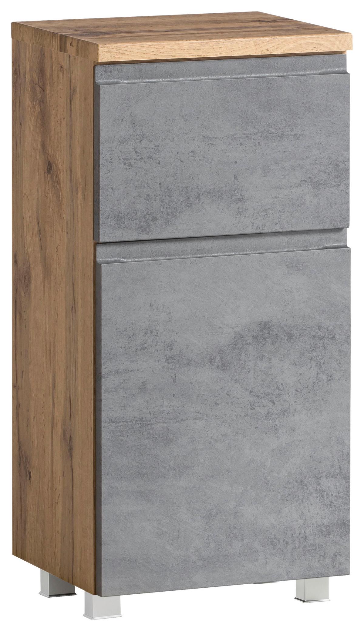 Unterschrank Varese ca. 40x79 cm Hellgrau/Eiche - Eiche Wotan/Hellgrau, MODERN, Holzwerkstoff (40/79/35cm) - Held