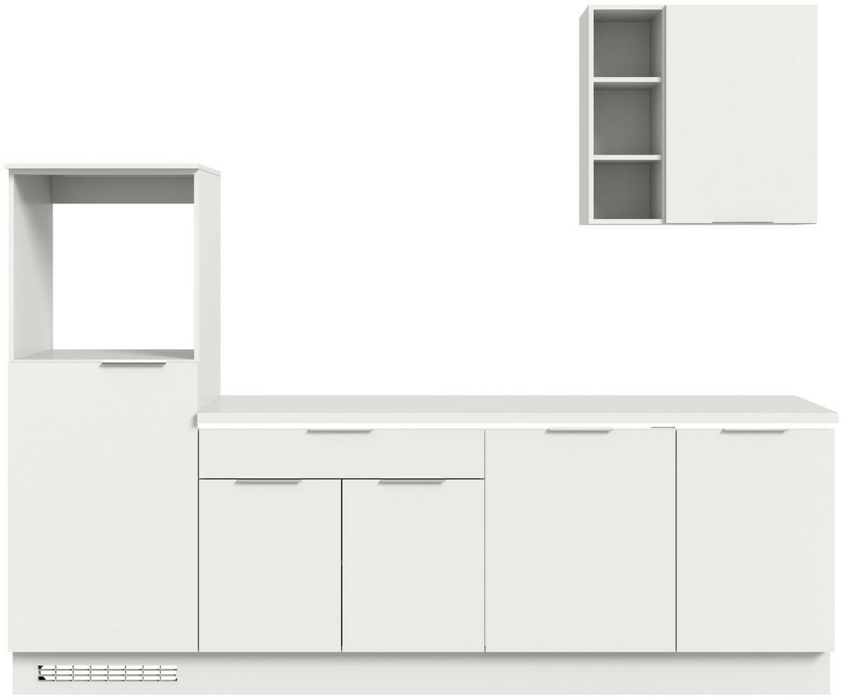 Küchenblock Charly ohne Geräte ca. 260 cm Weiß mit LED - Weiß, MODERN, Holzwerkstoff/Metall (260cm) - MID.YOU