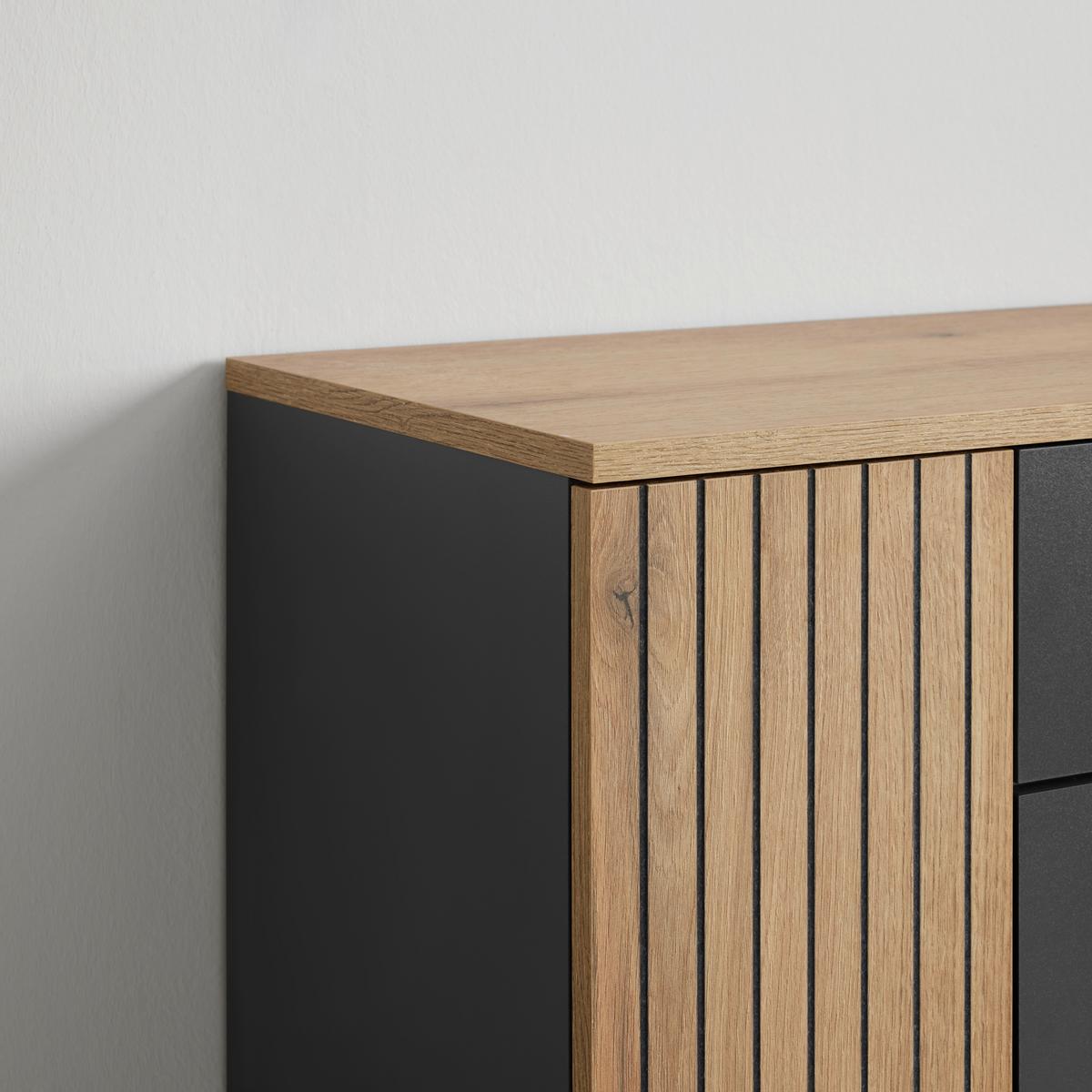 Omara Za Čevlje Cadix - črna/barve hrasta, Moderno, umetna masa/leseni material (69/110/36cm) - Mömax