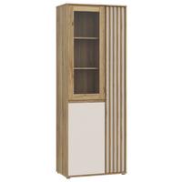 VITRINĂ ELISTON - culoare lemn stejar/nisipiu, Natur, plastic/sticlă (74/200,1/41,5cm) - Modern Living