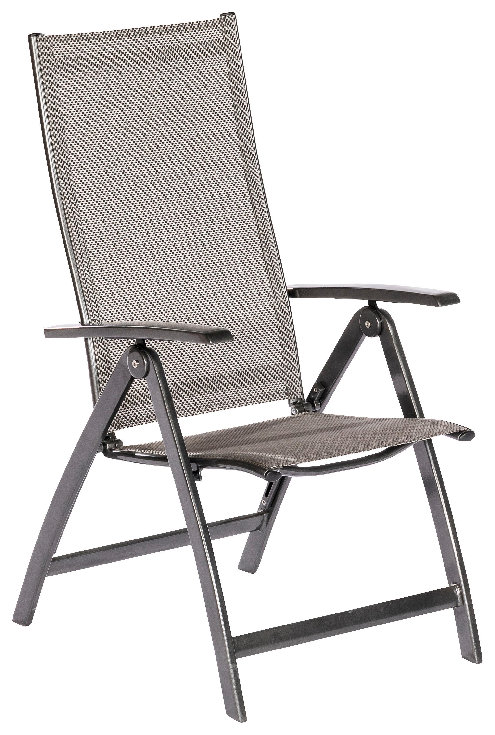 Zložljiv Vrtni Stol Vicenza, Siva - siva/barve grafita, Moderno, kovina (58/111/71cm) - Gardenson