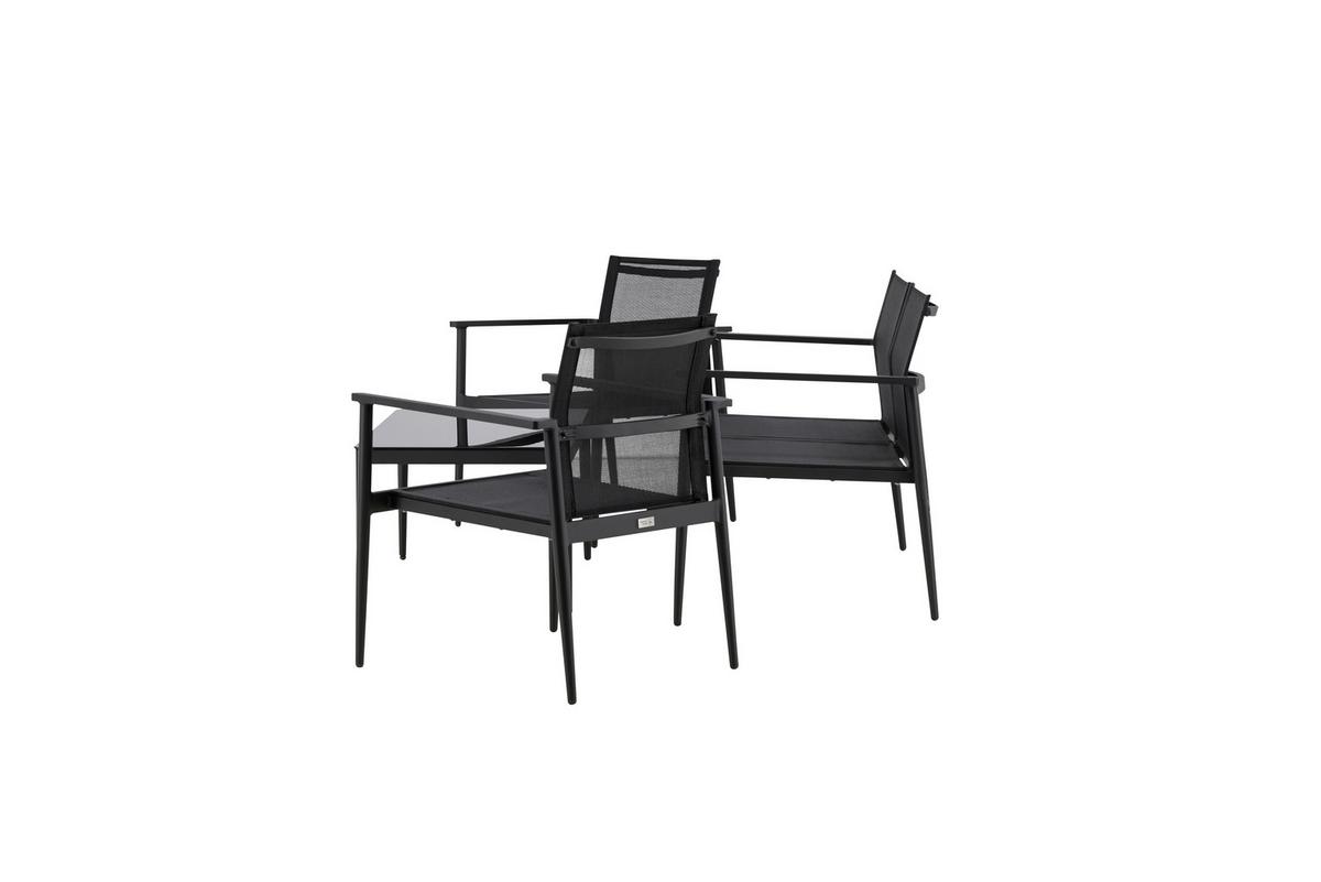 GARTENGARNITUR BREAK - Schwarz, KONVENTIONELL, Glas/Textil - Gardenson