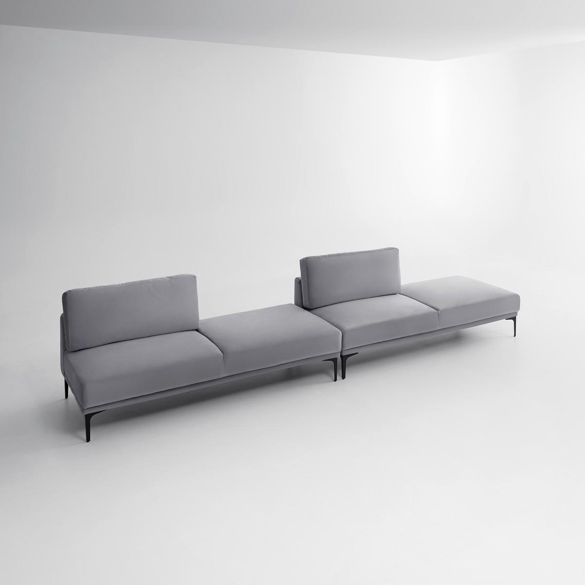 Sofa Tessa Grau Samt - Schwarz/Grau, MODERN, Textil/Metall (180,5/82,5/88,5cm) - Bessagi Home