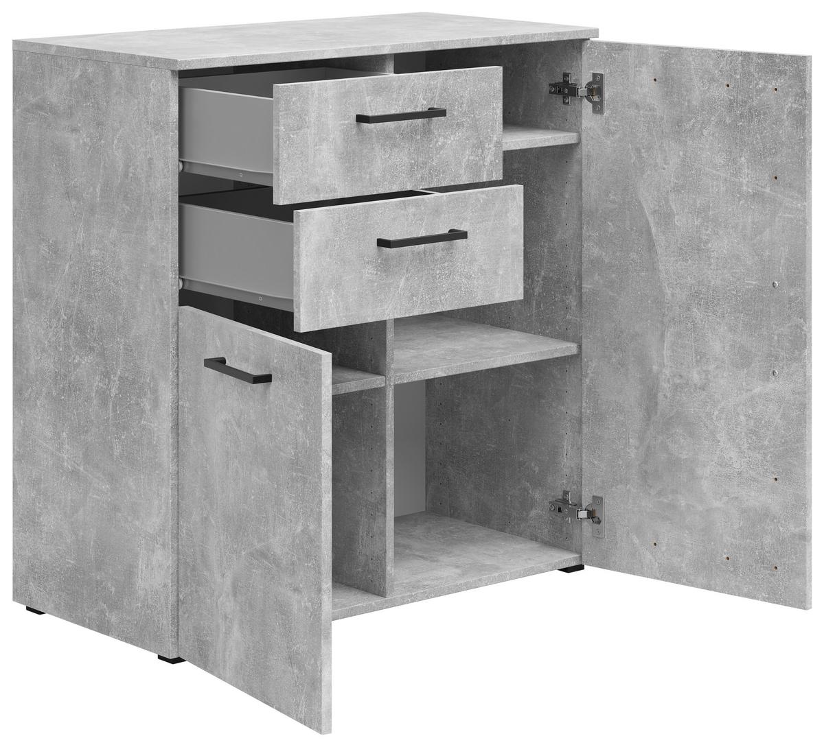 Kommode Multistauraum Betonoptik - Anthrazit/Schwarz, MODERN, Holzwerkstoff/Kunststoff (80/83/40cm) - Mömax