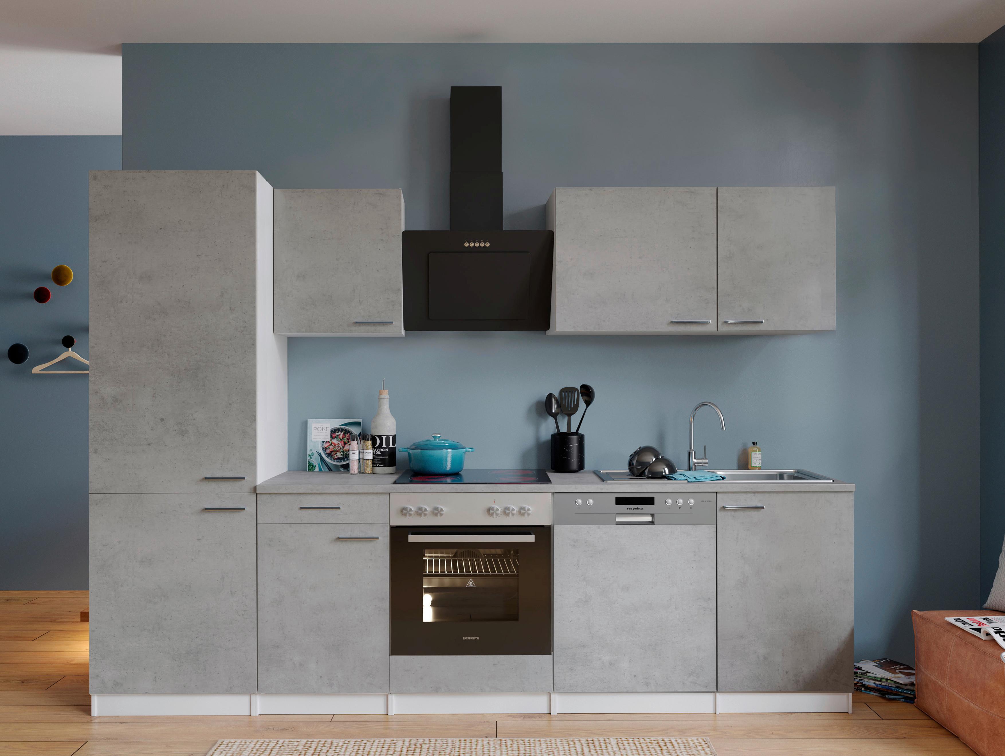 Kuhinjski Blok Z Aparati Malia, 280cm - barve nerjavečega jekla/siva, Basics, kovina/leseni material (280cm) - Respekta