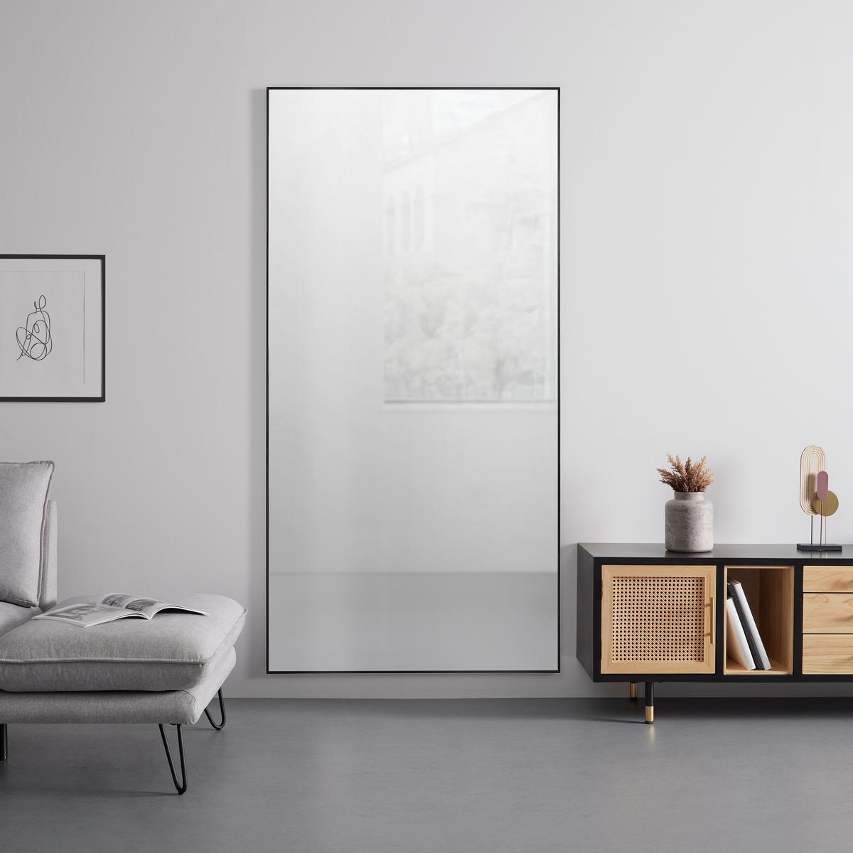Stand/Wandspiegel Britt Schwarz - Schwarz, MODERN, Glas/Metall (100/200cm) - Mömax