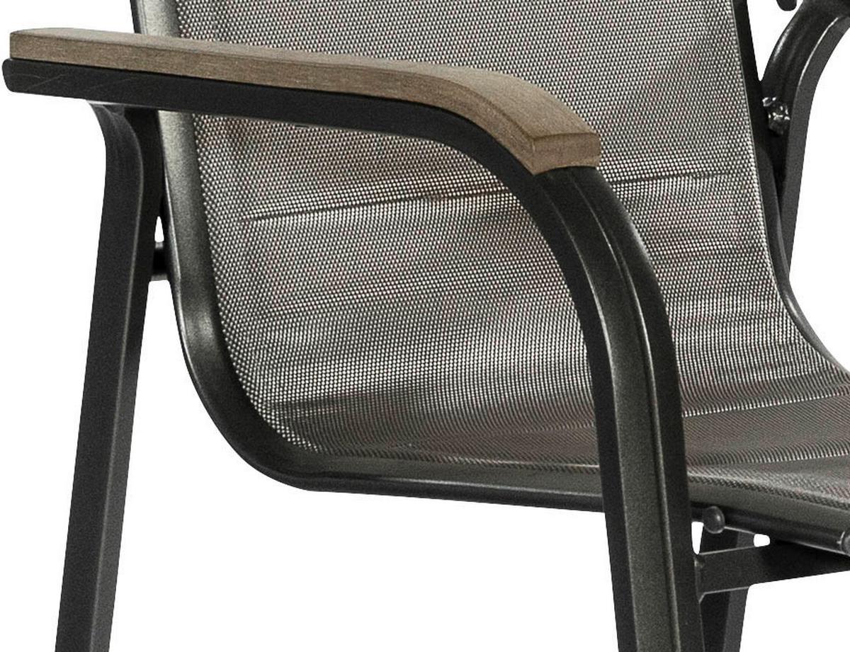 Gartensessel Trivero Braun/Graphitfarben stapelbar - Graphitfarben/Braun, KONVENTIONELL, Textil/Metall (60/108/74cm) - Gardenson