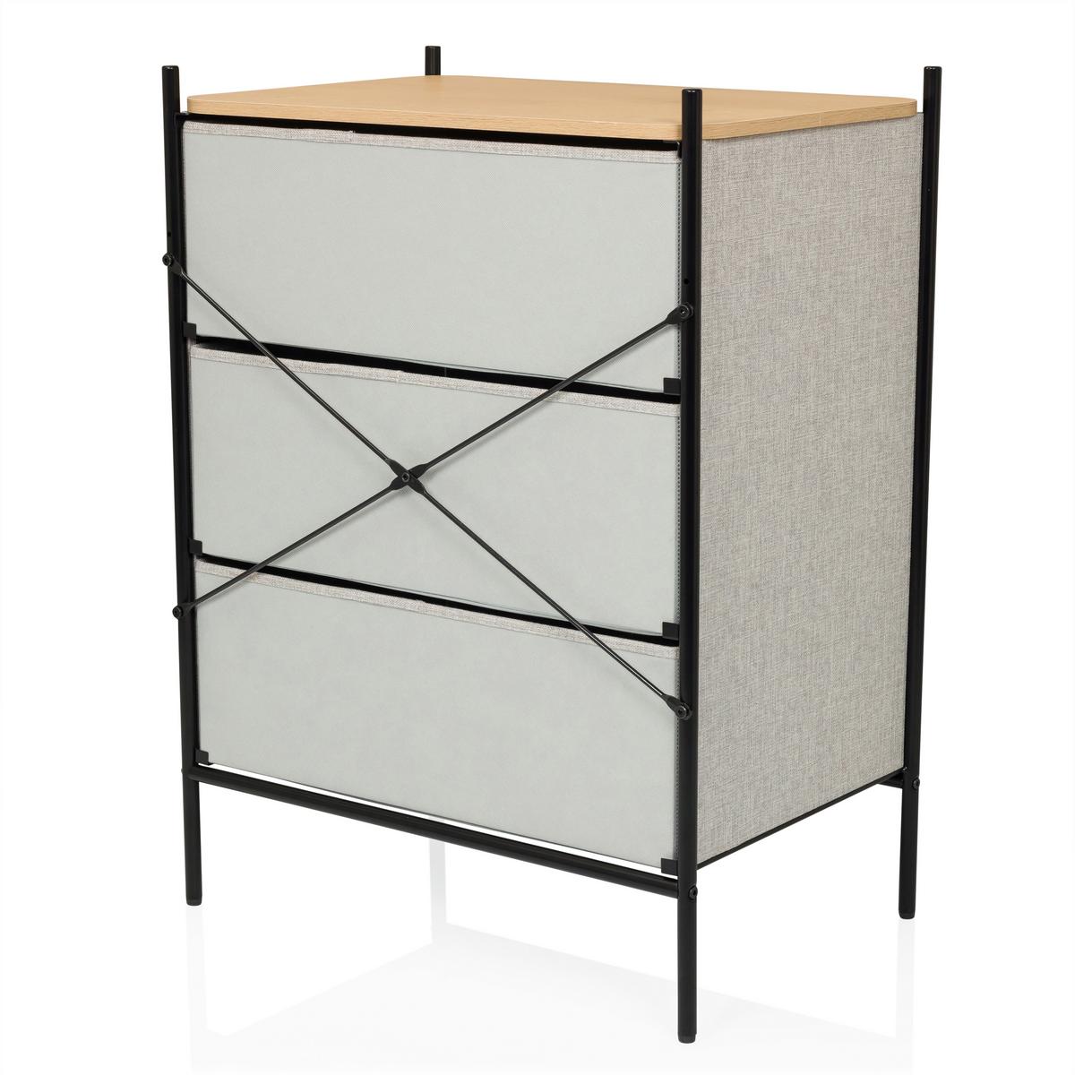 Komoda Stuvar, Rjavosiva - svetlo rjava/rjavosiva, Moderno, kovina/leseni material (58/79/39cm) - MID.YOU