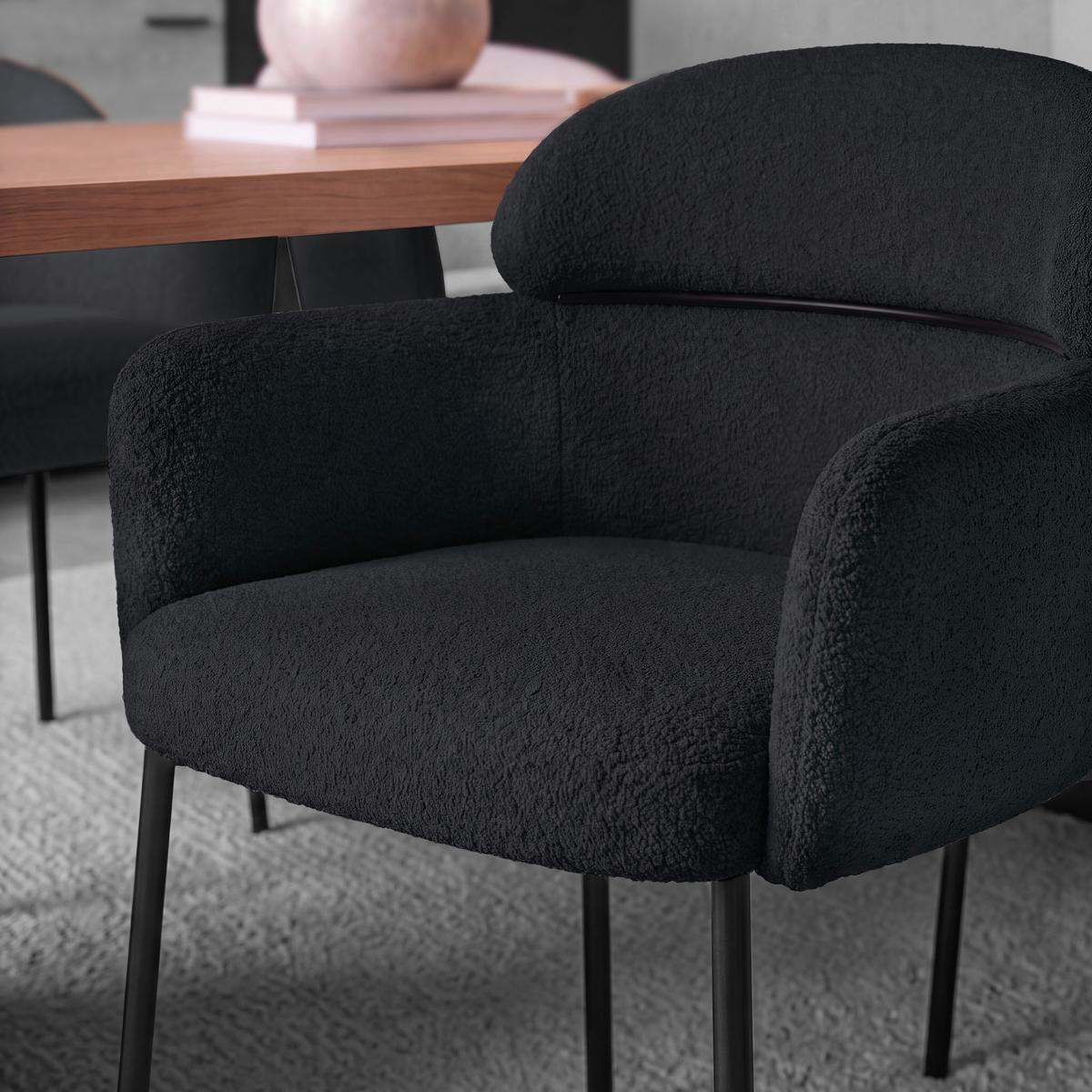 Armlehnstuhl Chloe Schwarz Webstoff Gepolstert - Schwarz, MODERN, Textil/Metall (62/79/59,5cm) - Bessagi Home