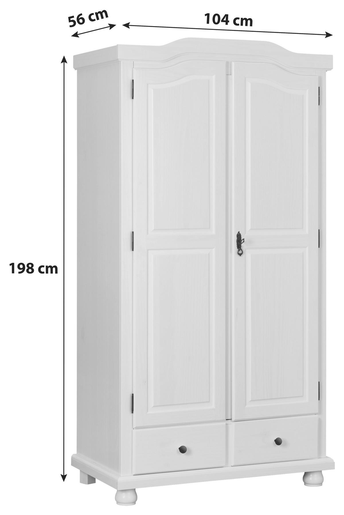 Omara Za Oblačila Reutte, Bela, Masiven Bor - bela, Konvencionalno, les (104/198/56cm) - Livetastic