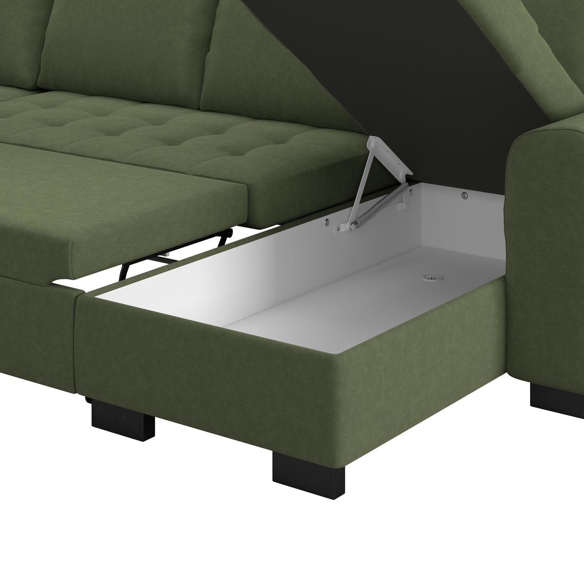 Kutna Garnitura Malte - siva/zelena, Moderno, tekstil/plastika (178/305/155cm) - Luca Bessoni