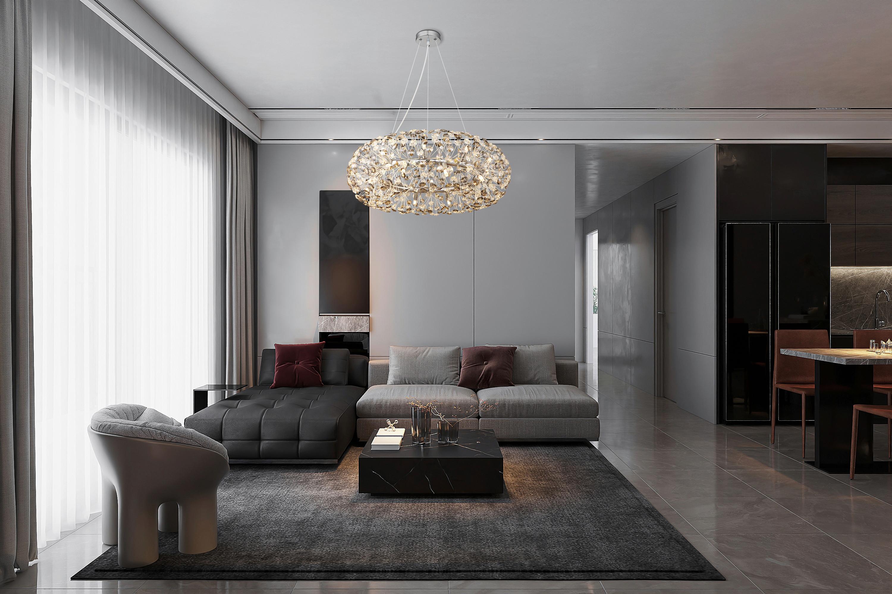 KRISTALL-HÄNGELEUCHTE 64135H3C  KATRINA - Klar/Chromfarben, Lifestyle, Glas/Kunststoff (80/150cm) - Globo